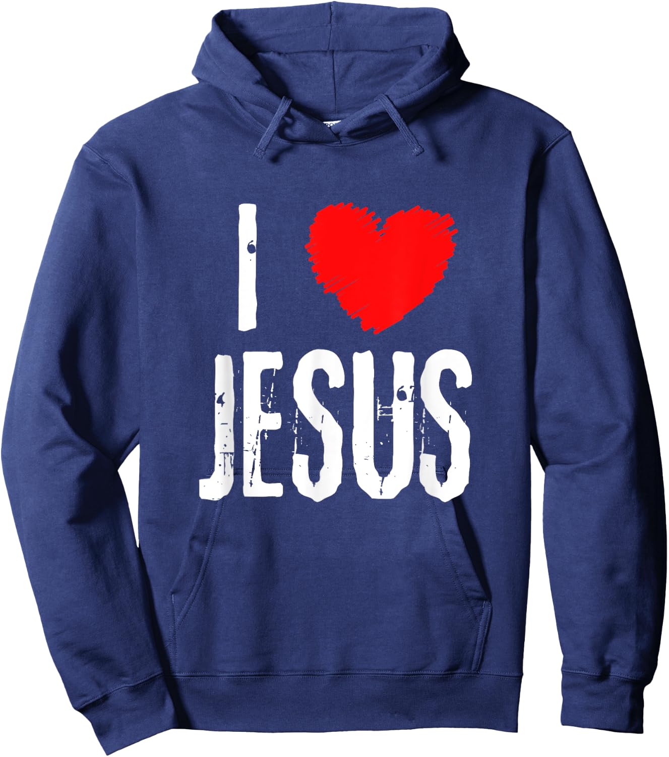 Vintage Grunge I Love JESUS typography, Christian Hoodie - Hoodie | Navy