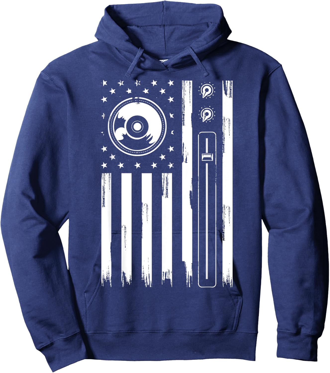 Cool Music Producer Women American Flag Patriotic DJ Hoodie - Hoodie | Navy