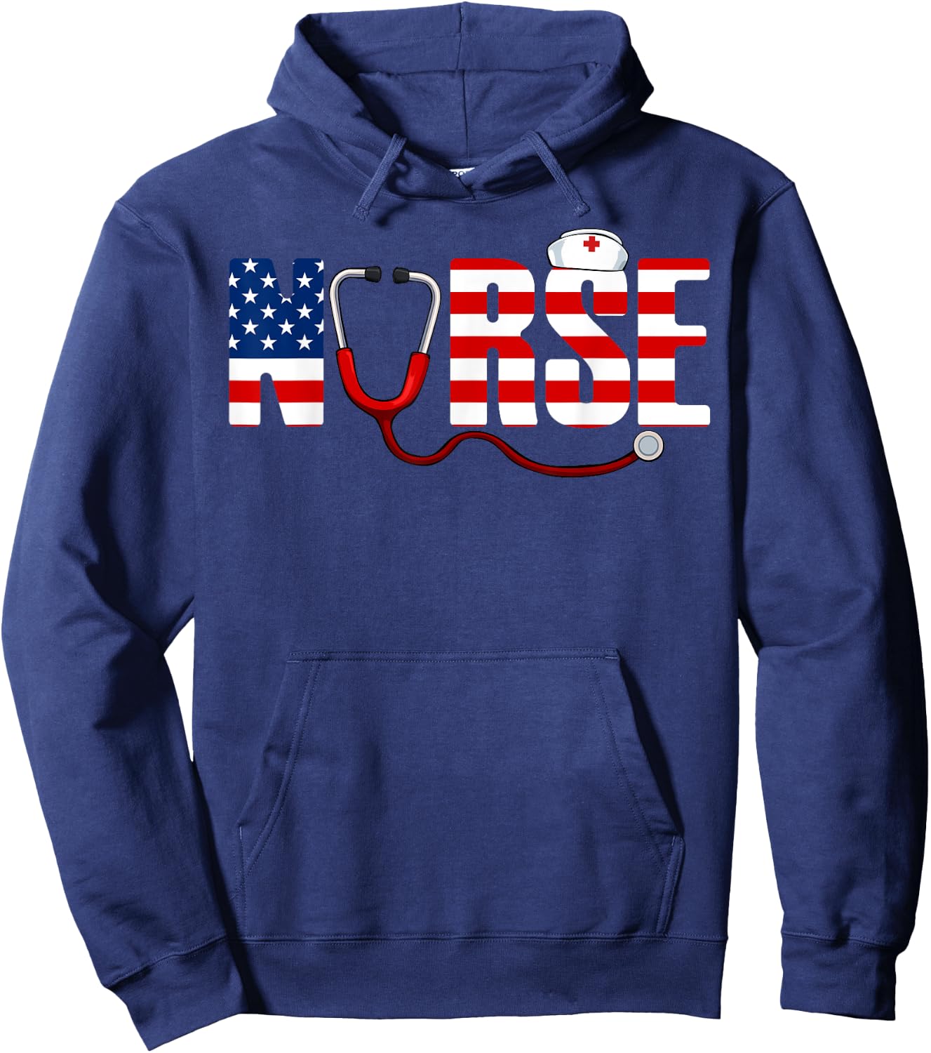 Nurse 4th Of July Cool Stethoscope Patriotic American Flag Kids Men Hoodie - Hoodie | Navy