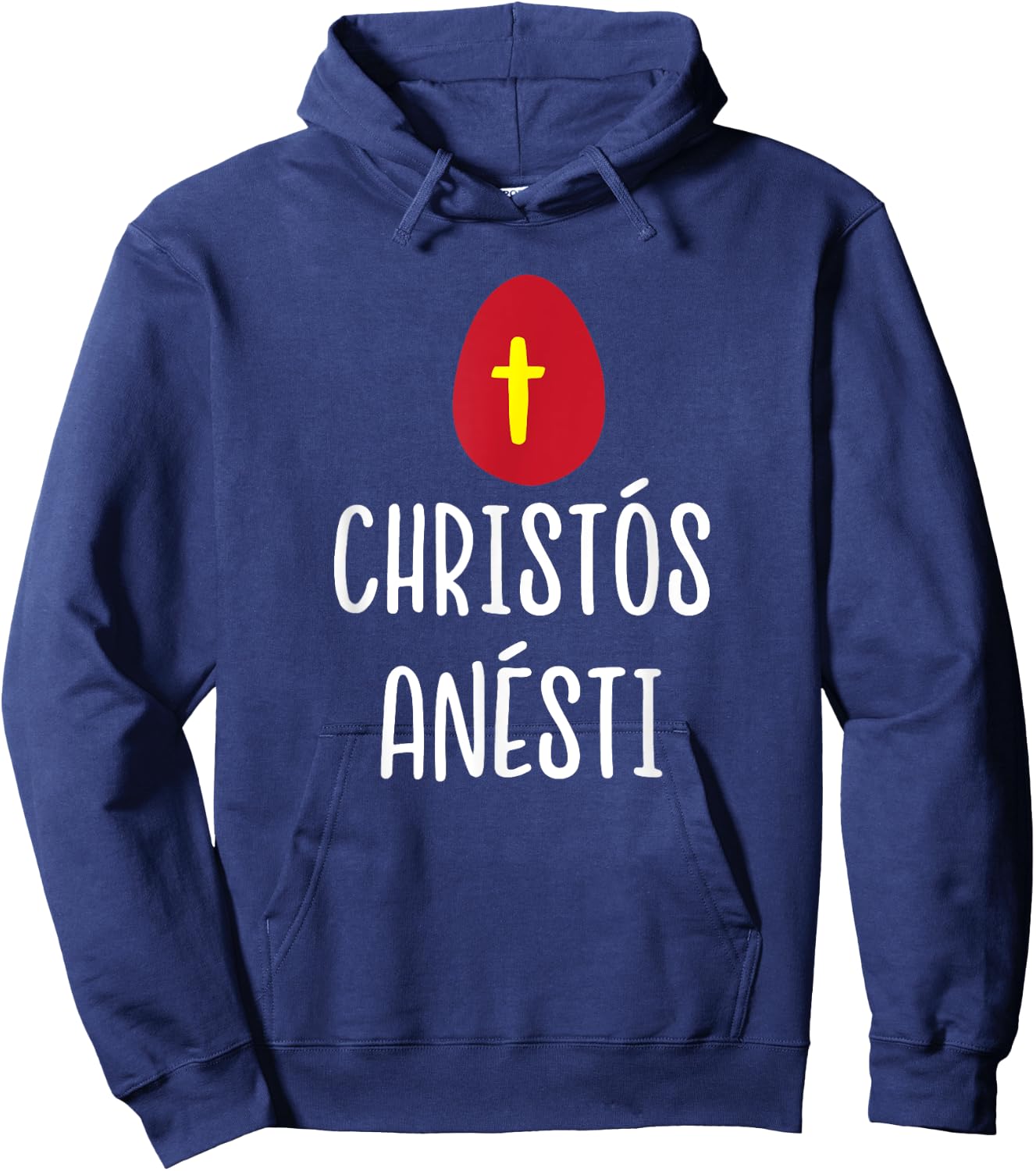 Christos Anesti Greek Easter Red Egg with Cross Hoodie - Hoodie | Navy
