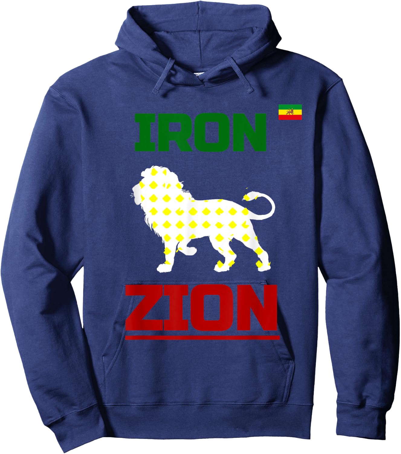 Ethiopian Flag In Heart, Iron, Lion, Zion, Rasta Flag Hoodie - Hoodie | Navy