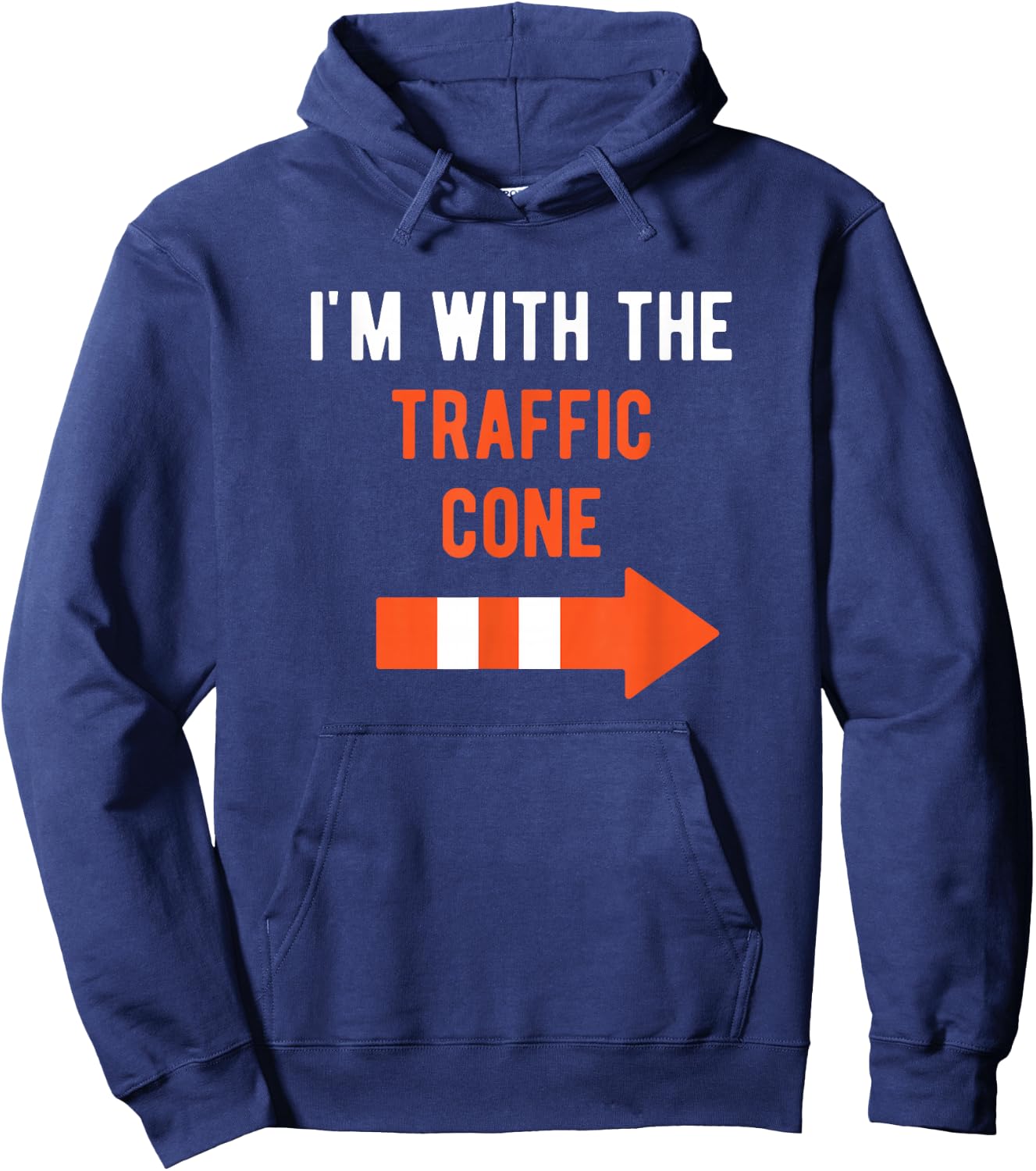 I'm with Traffic Cone Couple Outfit Funny Matching Halloween Hoodie - Hoodie | Navy