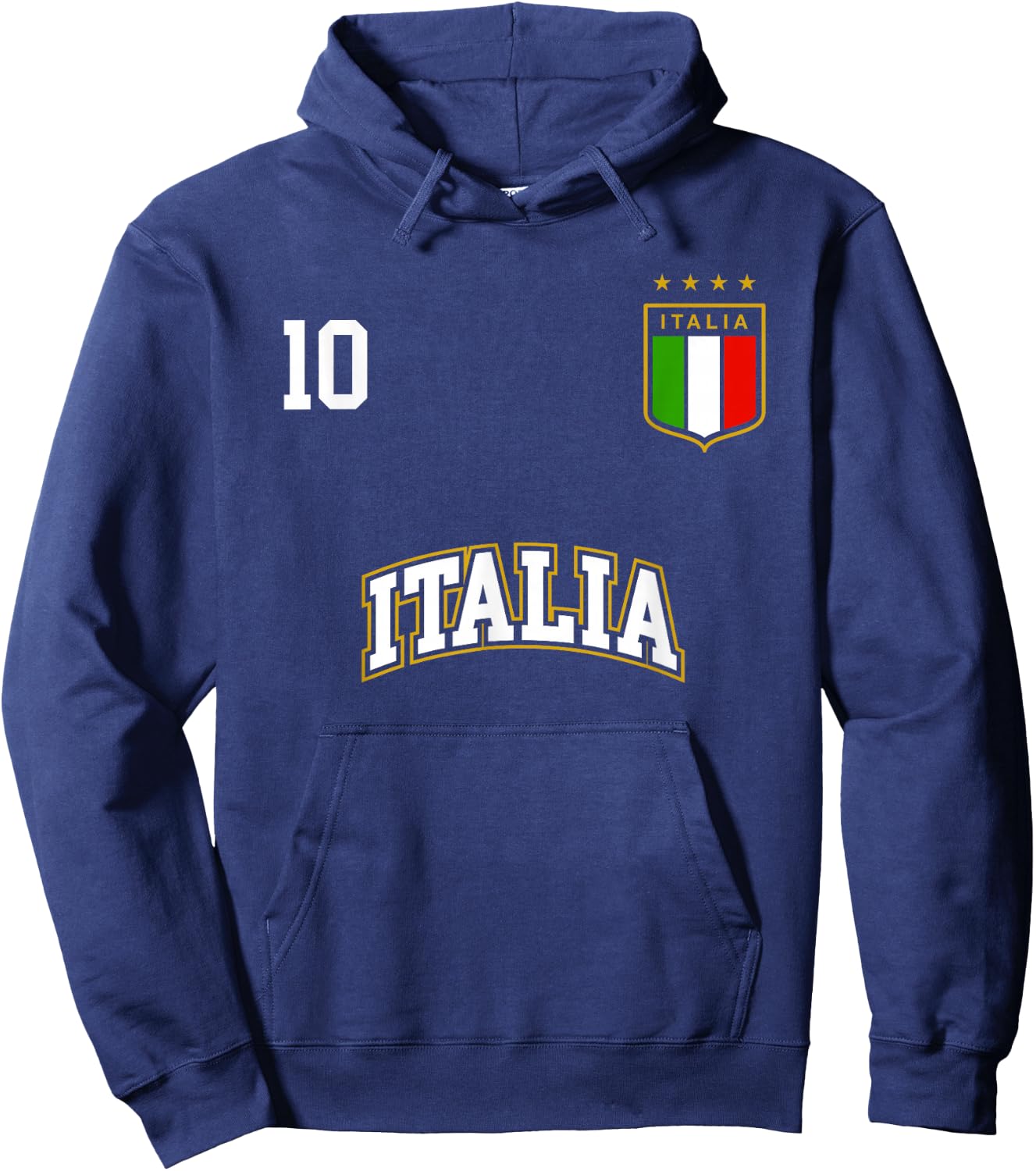 Italia Team Sports Number 10 Italy Soccer Italian Flag Hoodie - Hoodie | Navy