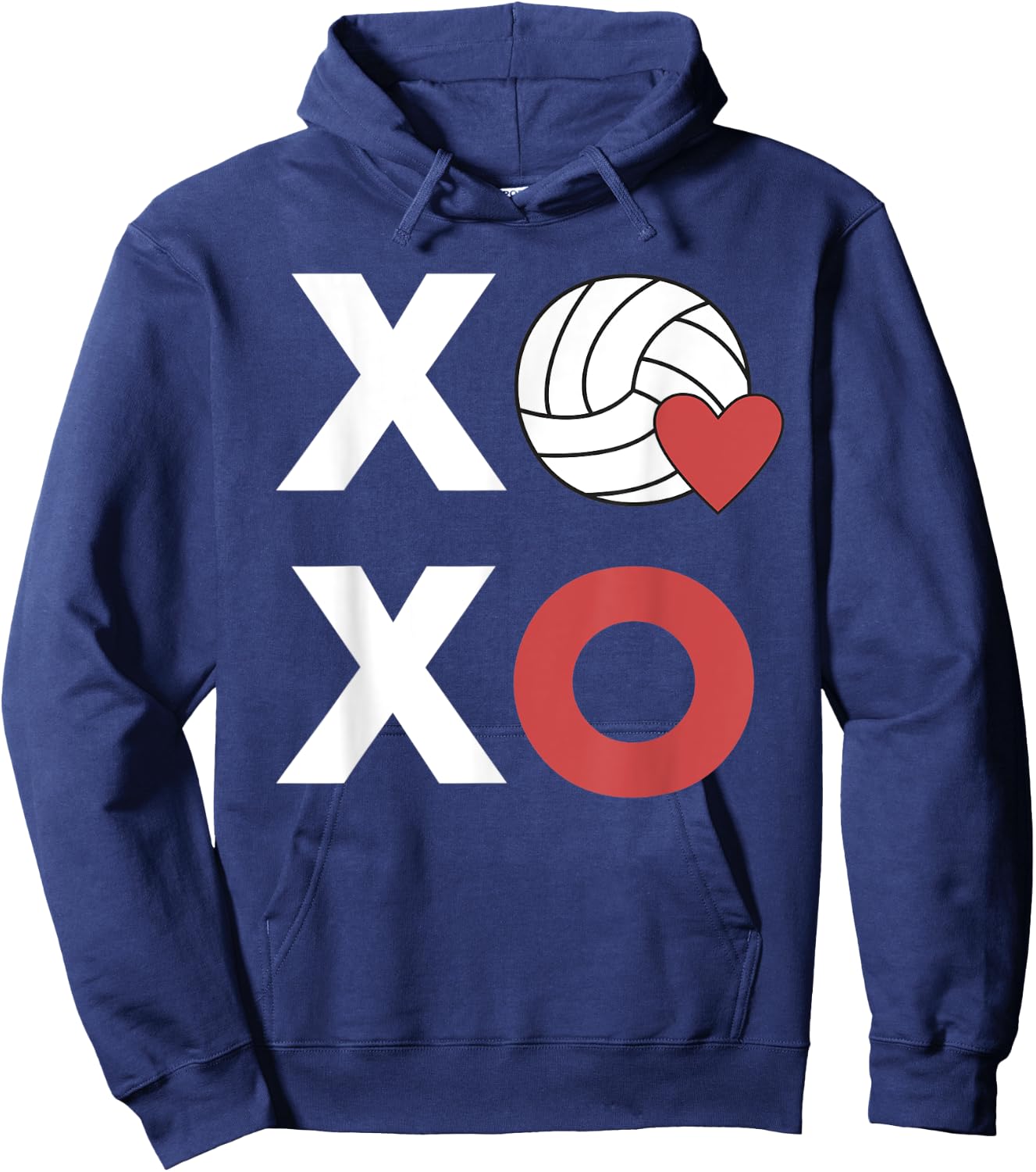 Valentines Day Volleyball Heart XOXO Hoodie - Hoodie | Navy