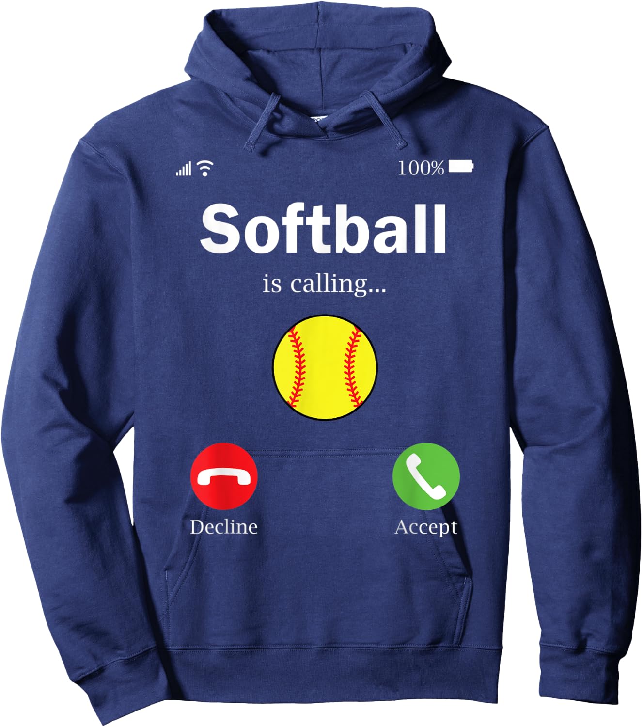 Softball is Calling Funny Phone Screen Hoodie - Hoodie | Navy
