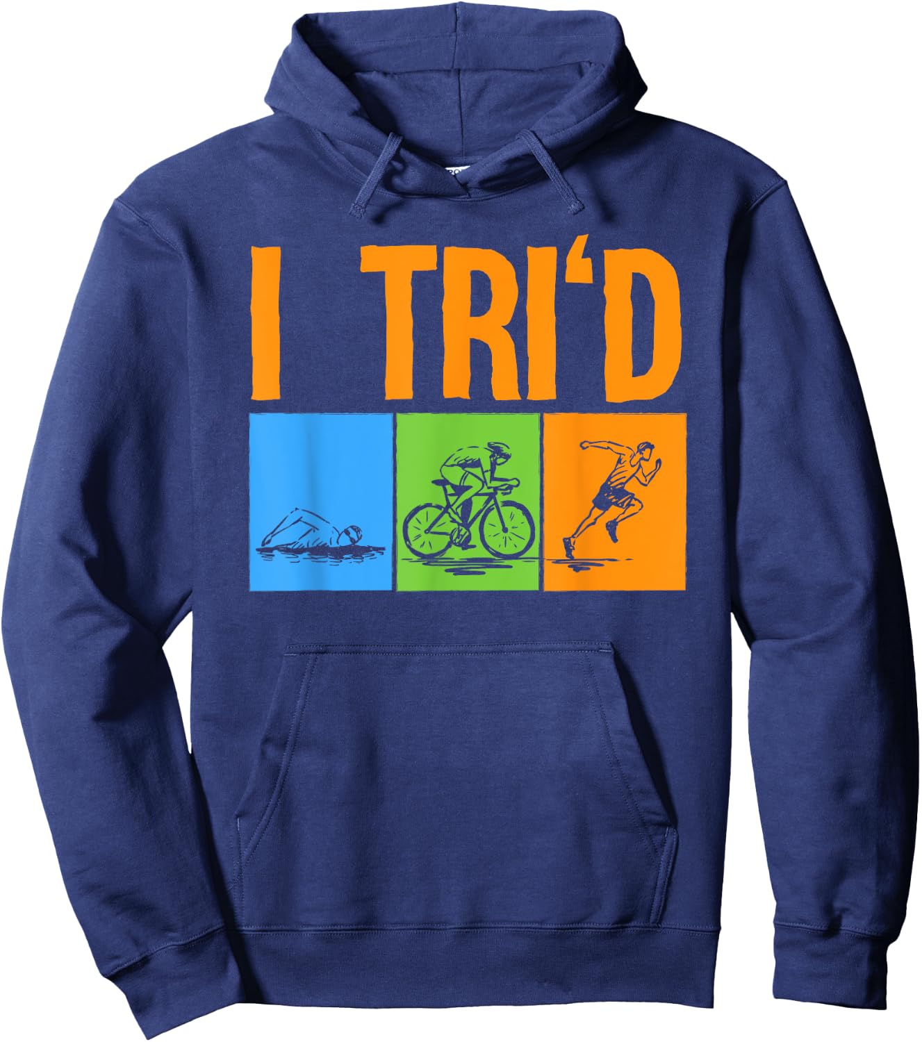 Funny Triathlon Design Triathletes Men Women Swim Bike Run Hoodie - Hoodie | Navy