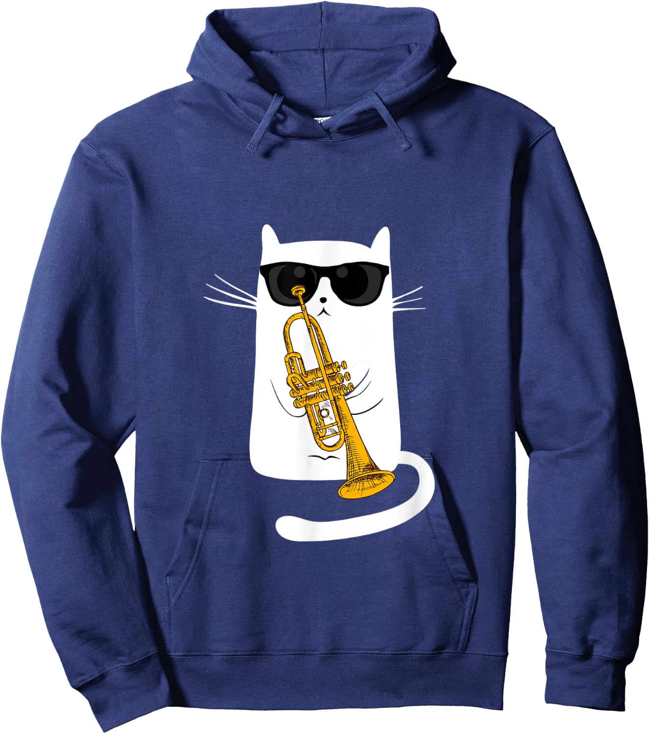 Kitty Bebop Jazz Cat Playing Trumpet - Hippy Hipster Kitty Hoodie - Hoodie | Navy