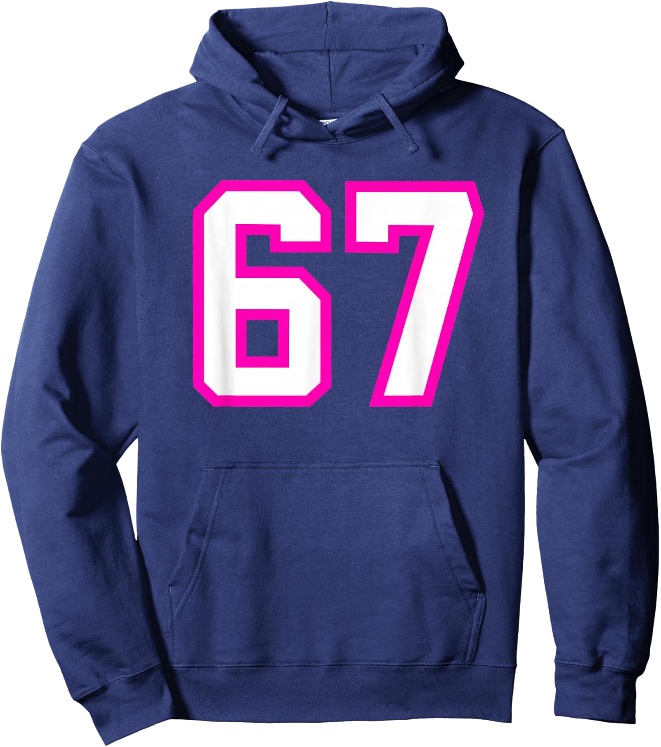 Pink White Sports Team Number #67 Hoodie - Hoodie | Navy