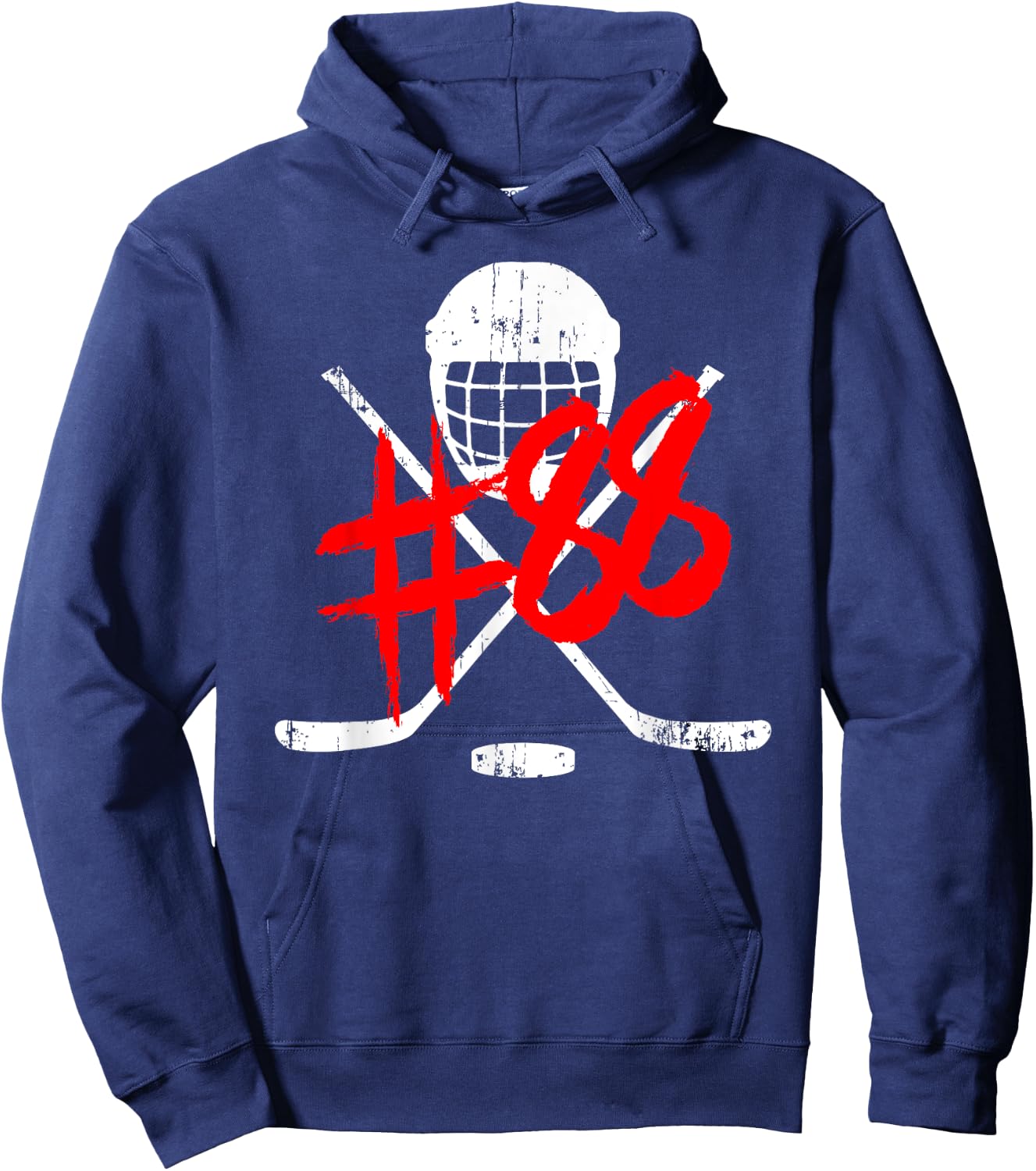 Vintage Hockey 88 Jersey Number Hoodie - Hoodie | Navy