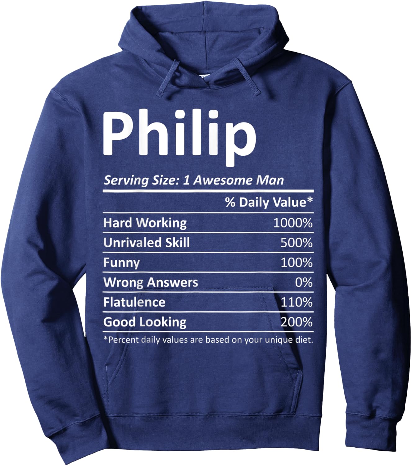 PHILIP Nutrition Funny Birthday Personalized Name Gift Hoodie - Hoodie | Navy