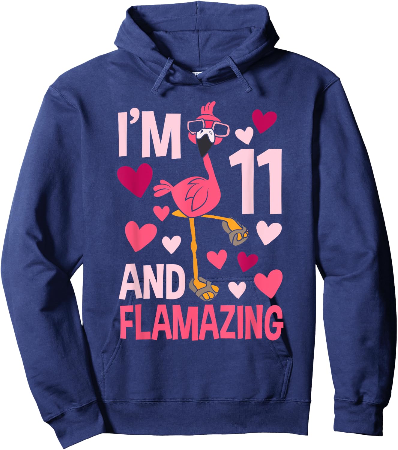 I'm 11 and Flamazing Flamingo Birthday For Boys 11 Years Old Hoodie - Hoodie | Navy