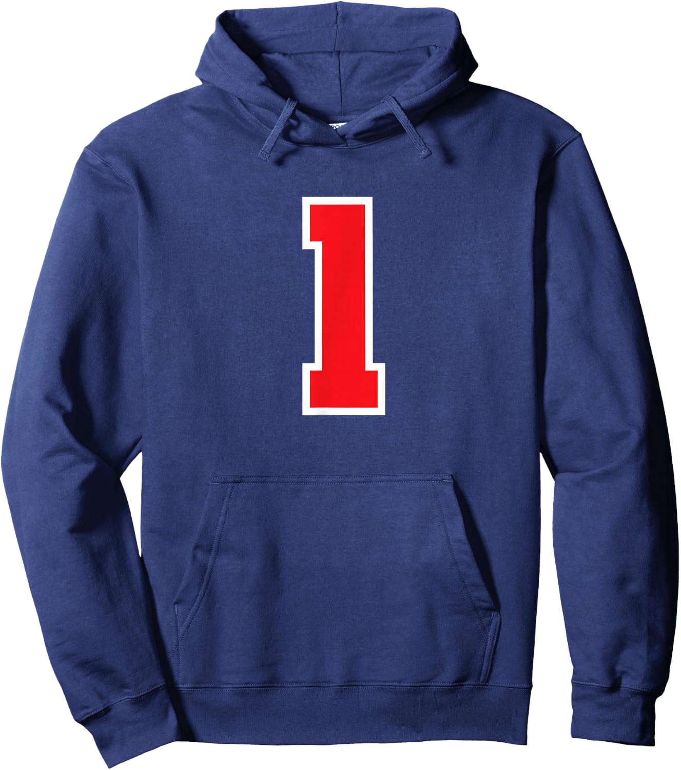 1 Sport White Red Plain Number Hoodie - Hoodie | Navy