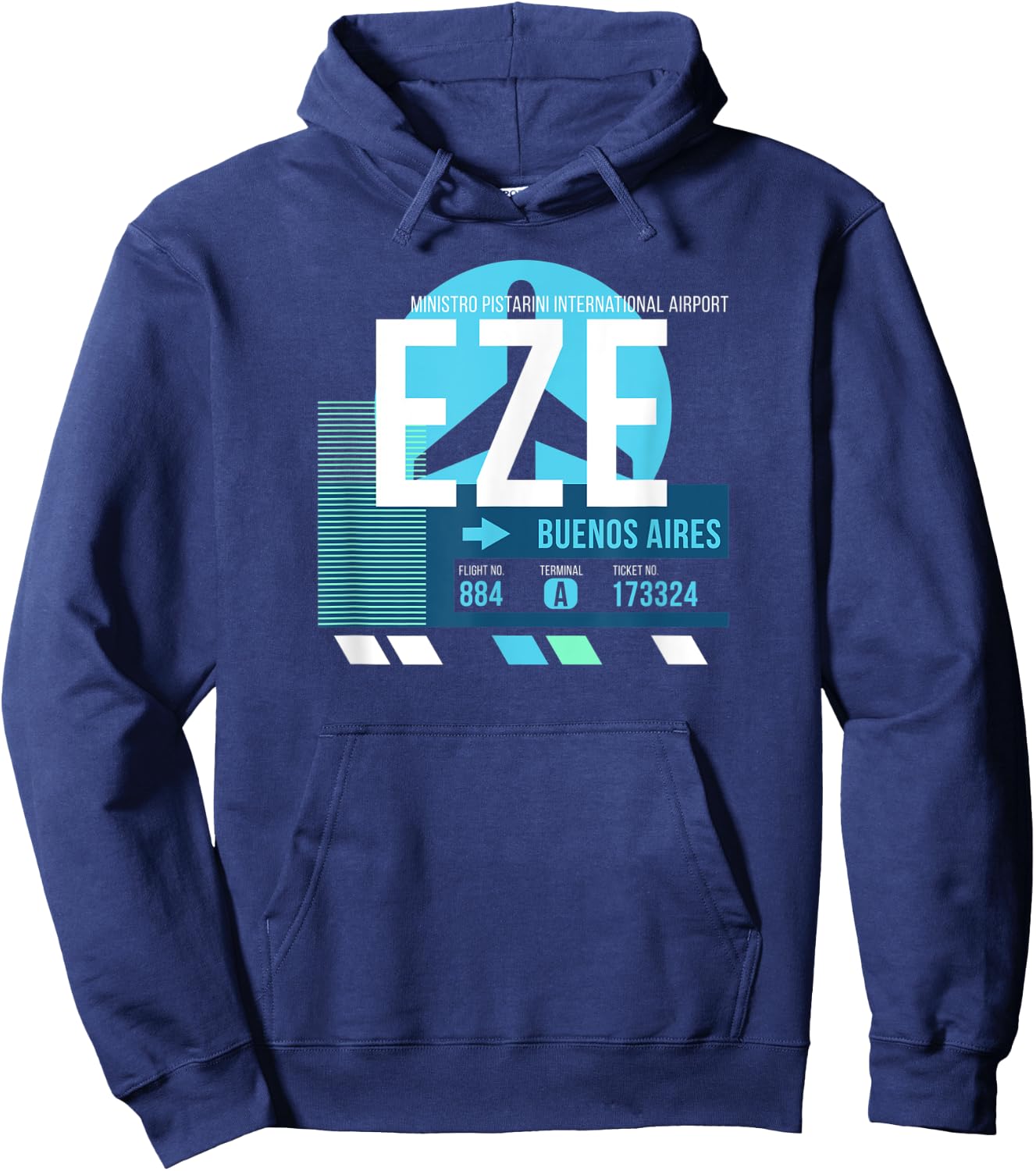 Vintage Buenos Aires Argentina Airport Code Retro Travel Day Hoodie - Hoodie | Navy