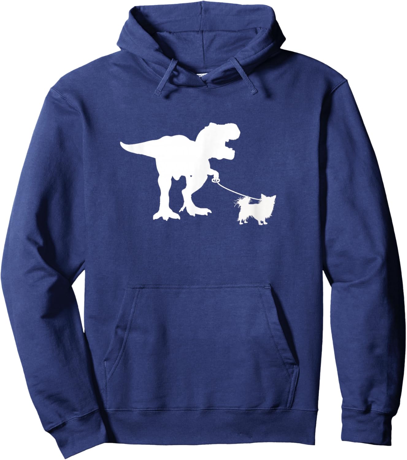 T-Rex Walking Long Haired Chihuahua Tyrannosaurs T Rex Hoodie - Hoodie | Navy