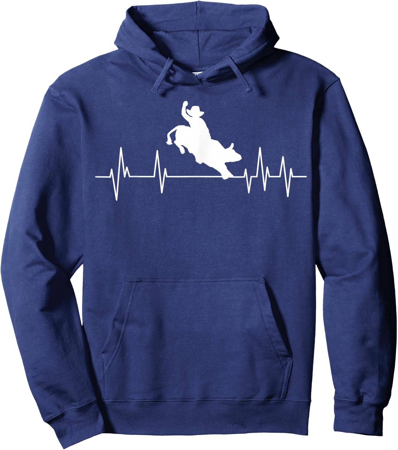 Bull Riding Heartbeat Cowboy Bull Rider Rodeo Sport Hoodie - Hoodie | Navy