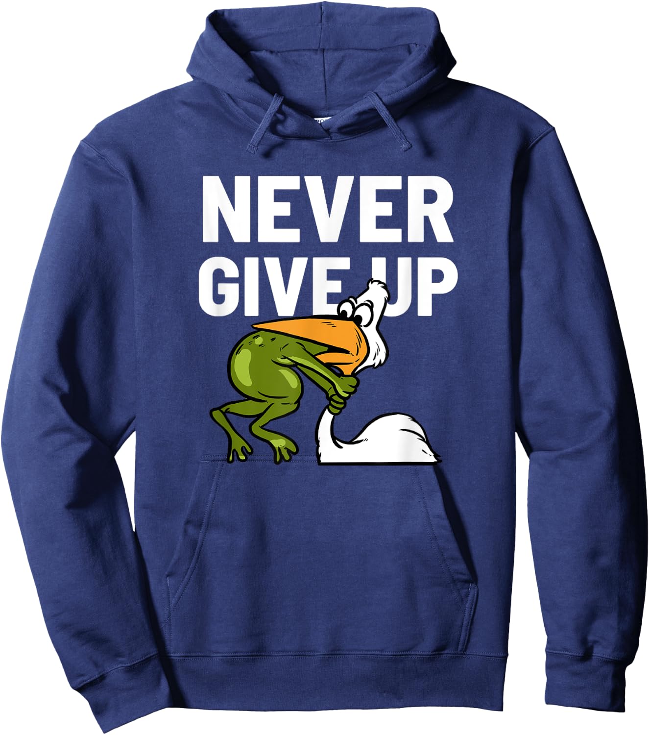 Starker Frosch Never Give Up Frog Bird Choking Funny Motivation Hoodie - Hoodie | Navy
