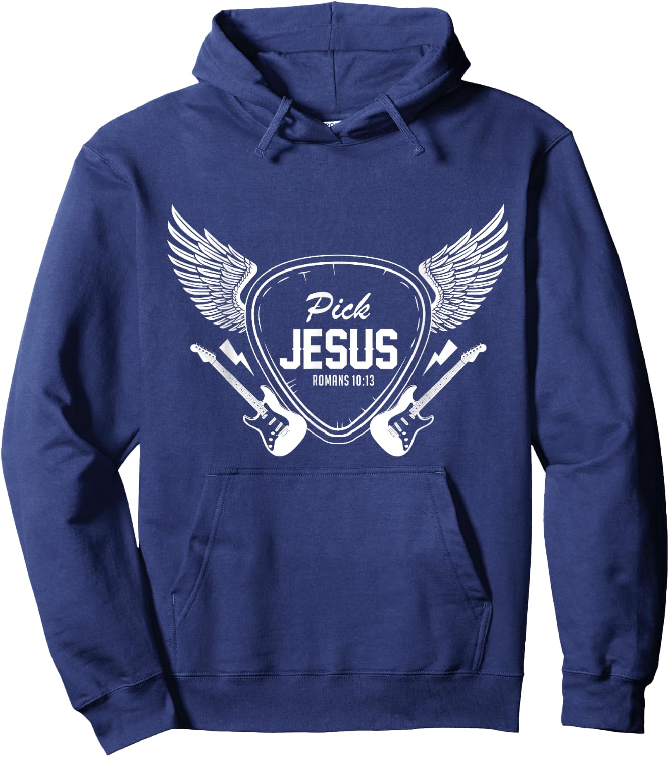 Pick Jesus Christian Church Band Guitarist Guitar Hoodie - Hoodie | Navy
