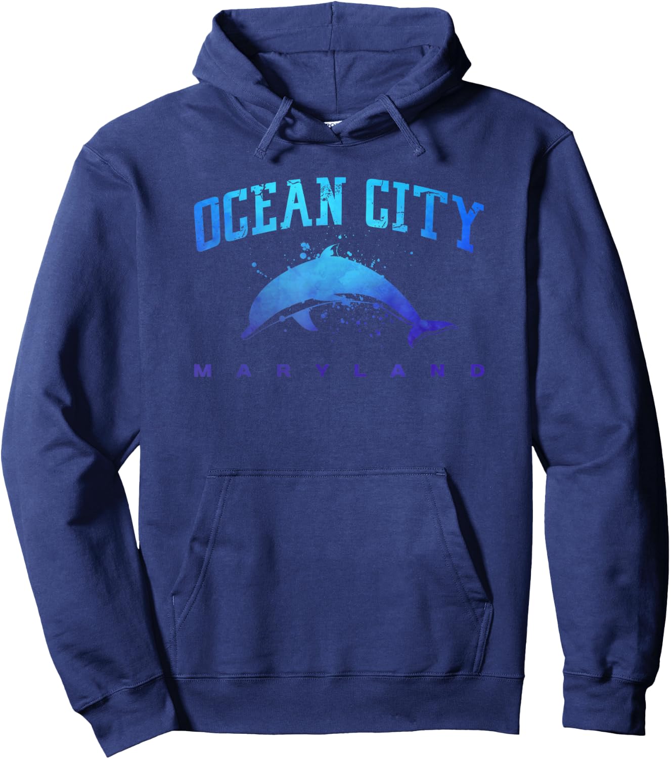 Ocean City Maryland Beach Lover Vacation Dolphin Art Graphic Hoodie - Hoodie | Navy
