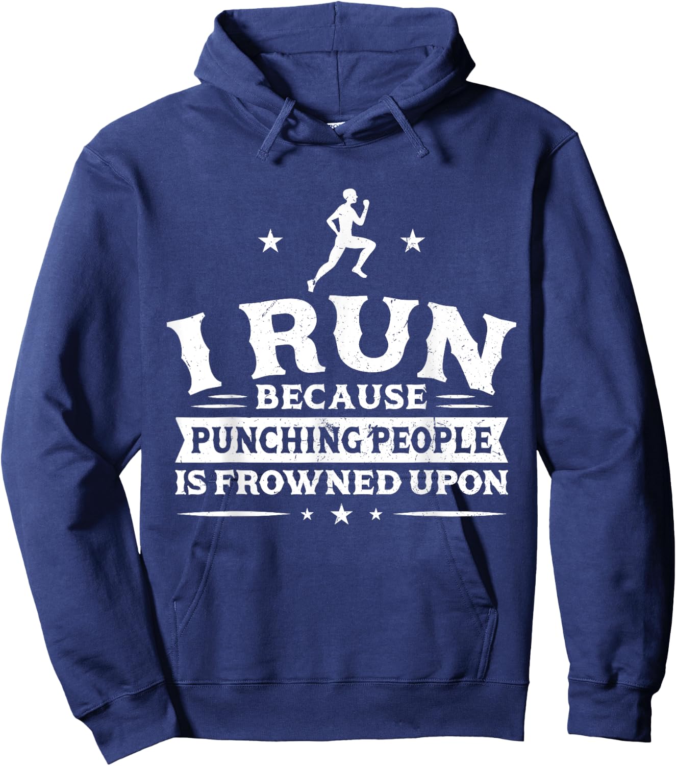 I run because punching people is frowned upon - Runner Hoodie - Hoodie | Navy