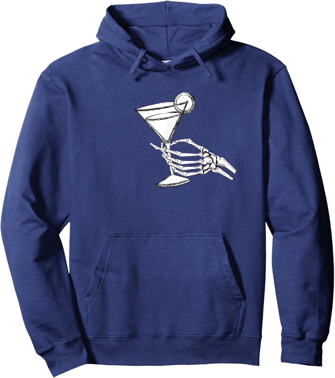 Skull Hand and Martini Glass Cool Skull Rose Goth Gothic Hoodie - Hoodie | Navy