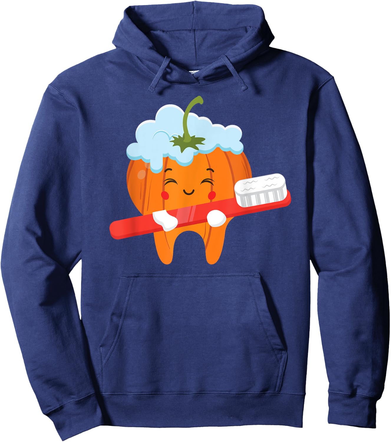 Tooth-brush Pumpkin Lazy DIY Halloween Costume Funny Dental Hoodie - Hoodie | Navy