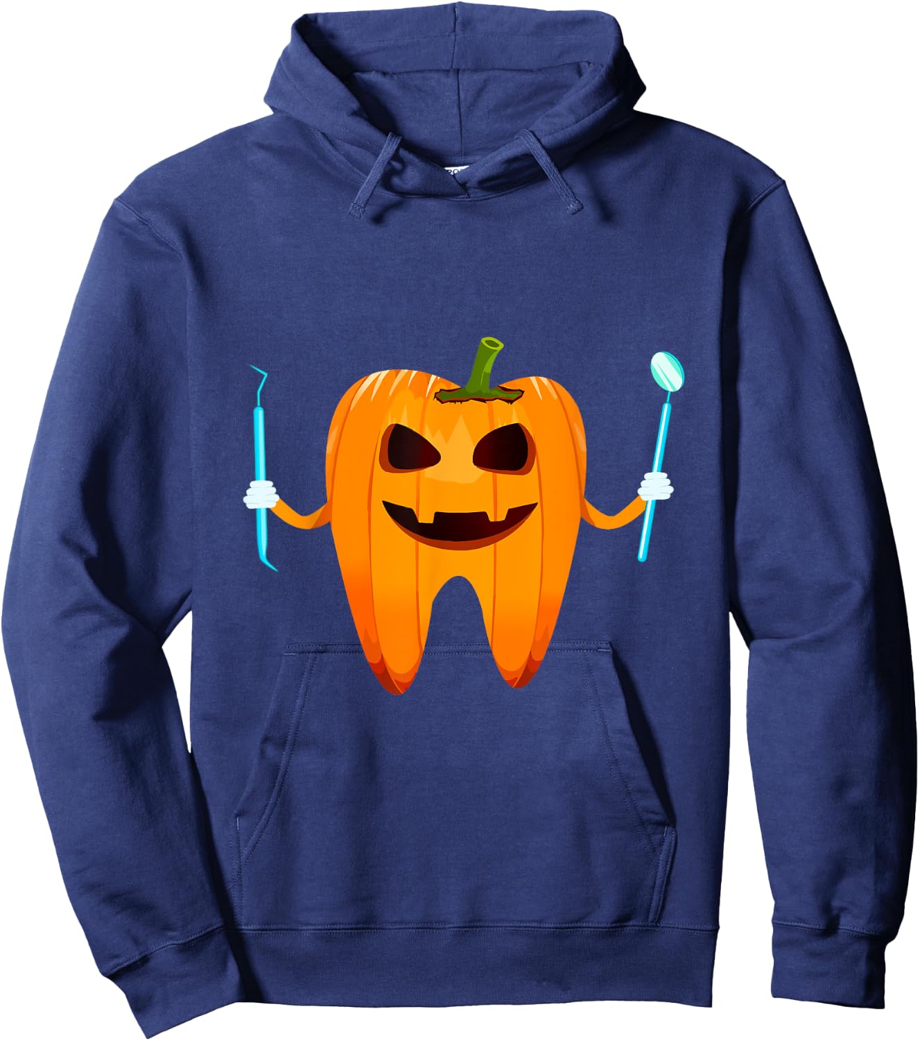 Funny Dental Halloween Tooth Pumpkin Dentist Halloween Gift Hoodie - Hoodie | Navy