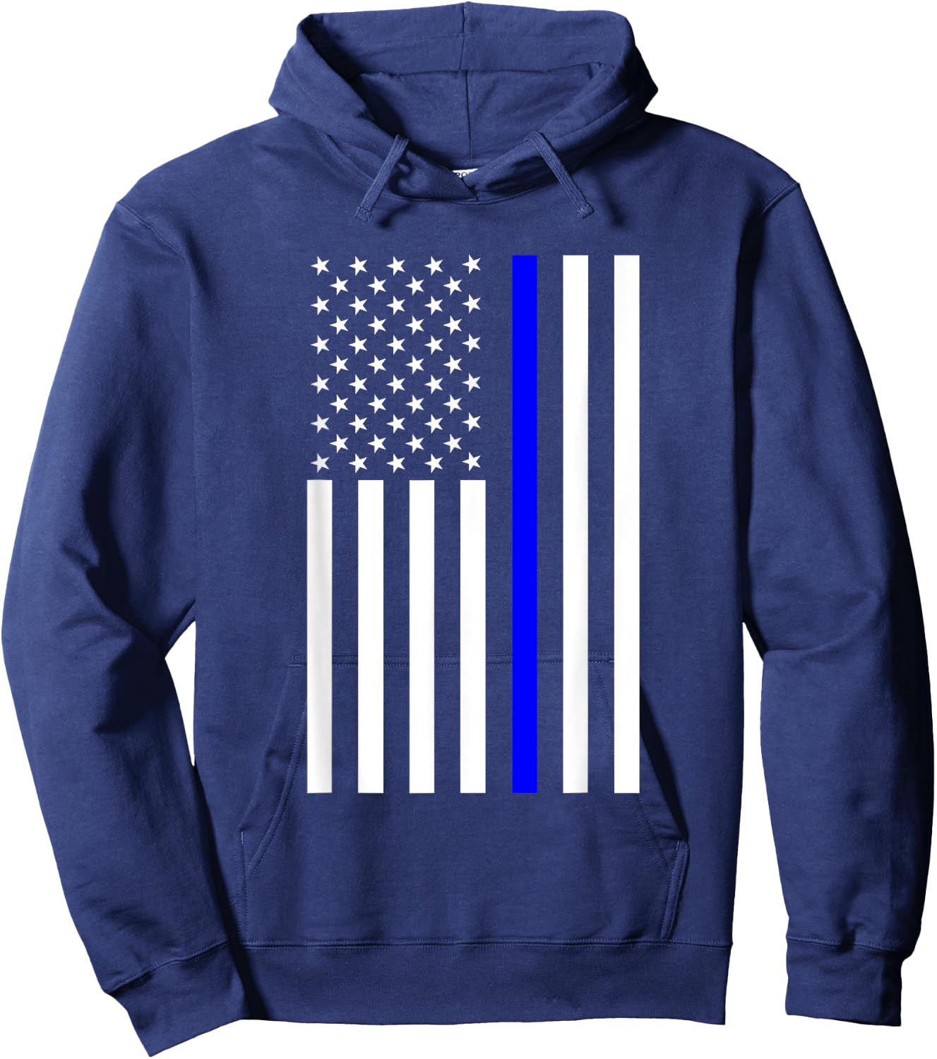 Black and White American Flag Blue Stripe Police Hoodie - Hoodie | Navy