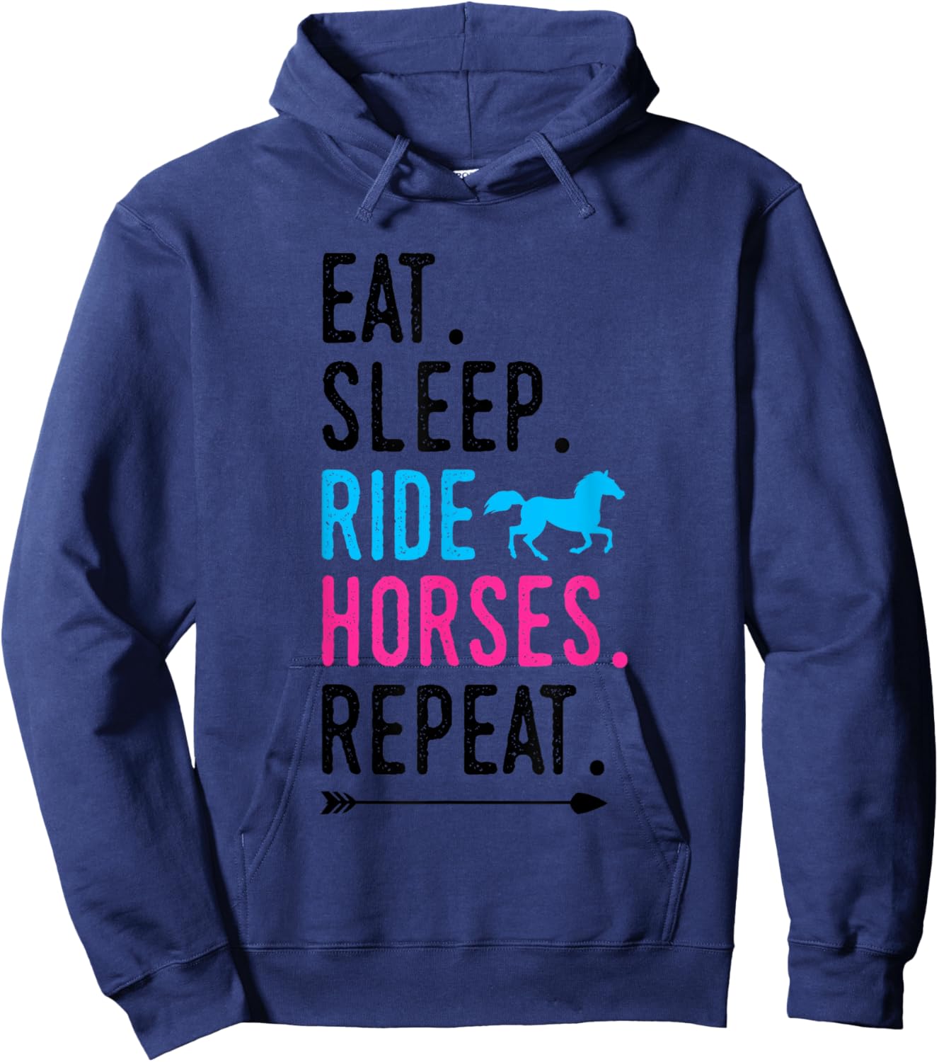 Eat Sleep Ride Horses Repeat Horse Ride Equestrian For Girls Hoodie - Hoodie | Navy