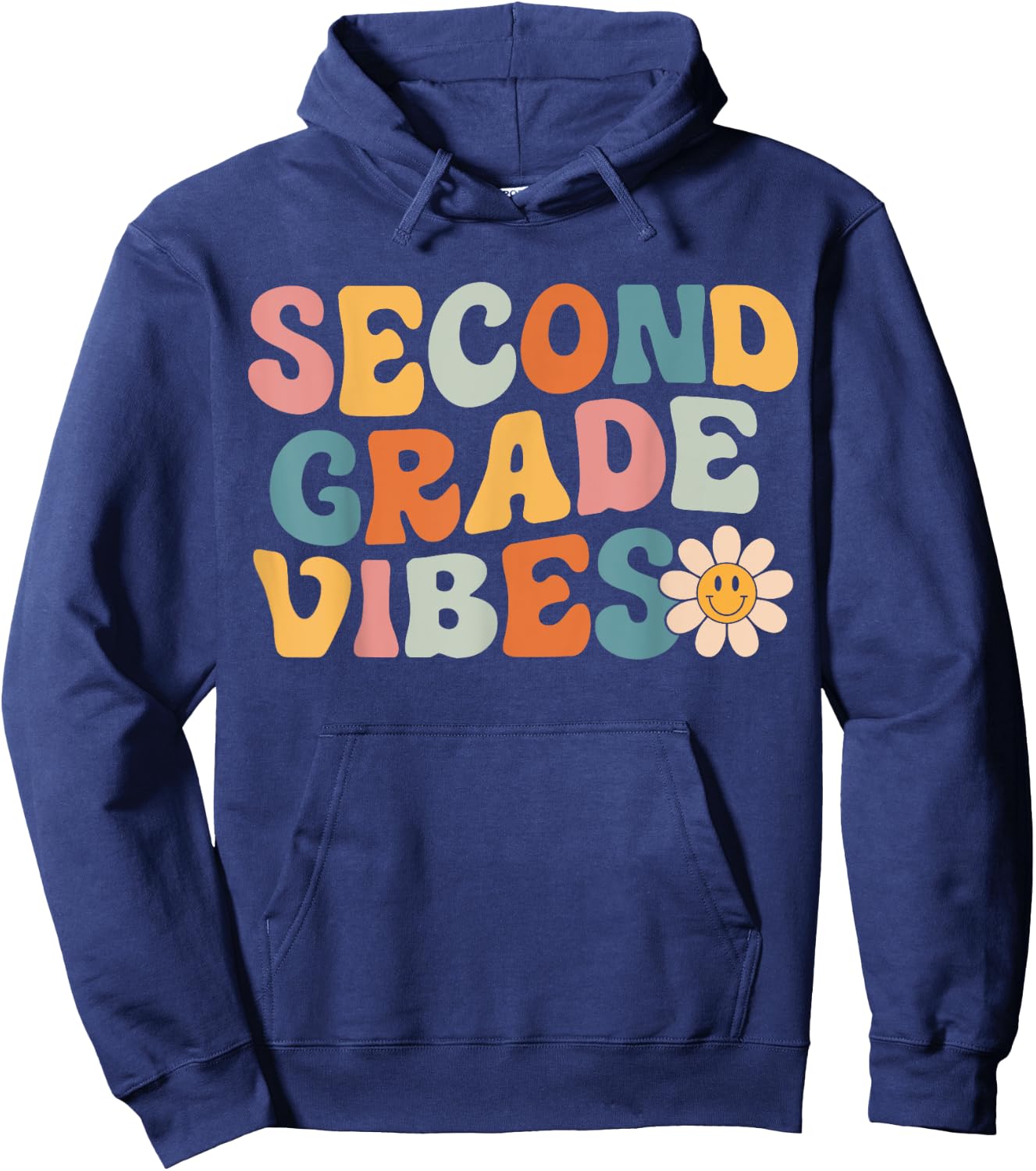 Second Grade Vibes - 2nd Grade Team Retro 1st Day of School Hoodie - Hoodie | Navy