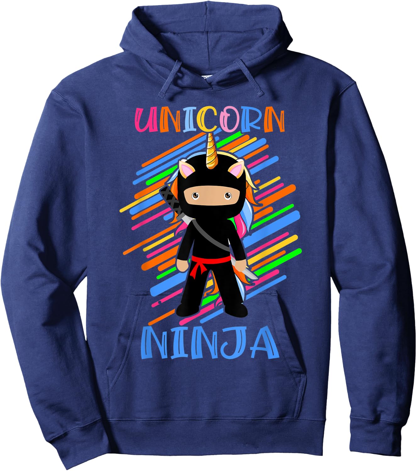 Cute Unicorn Ninja Rainbow Fighter Lover Boys Girls Kids Hoodie - Hoodie | Navy