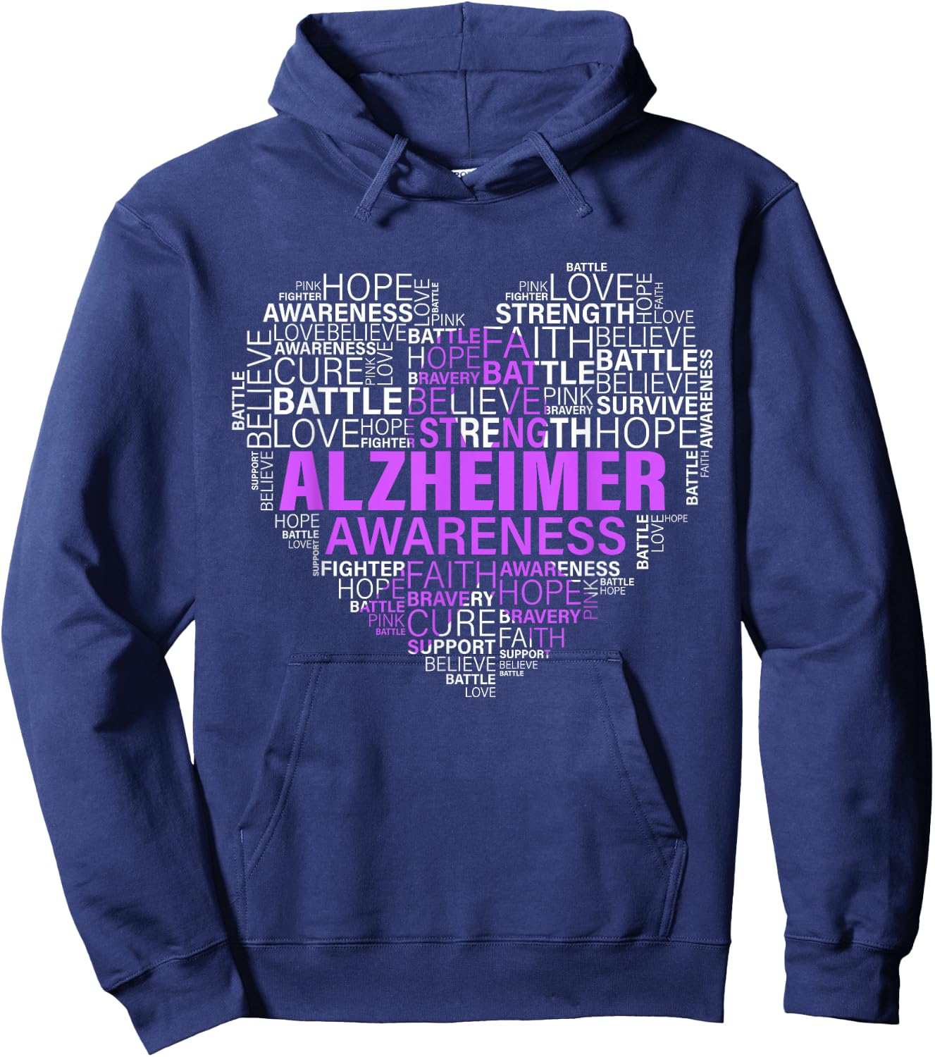 Alzheimer Awareness Words Support Proud Alzheimer Warrior Hoodie - Hoodie | Navy