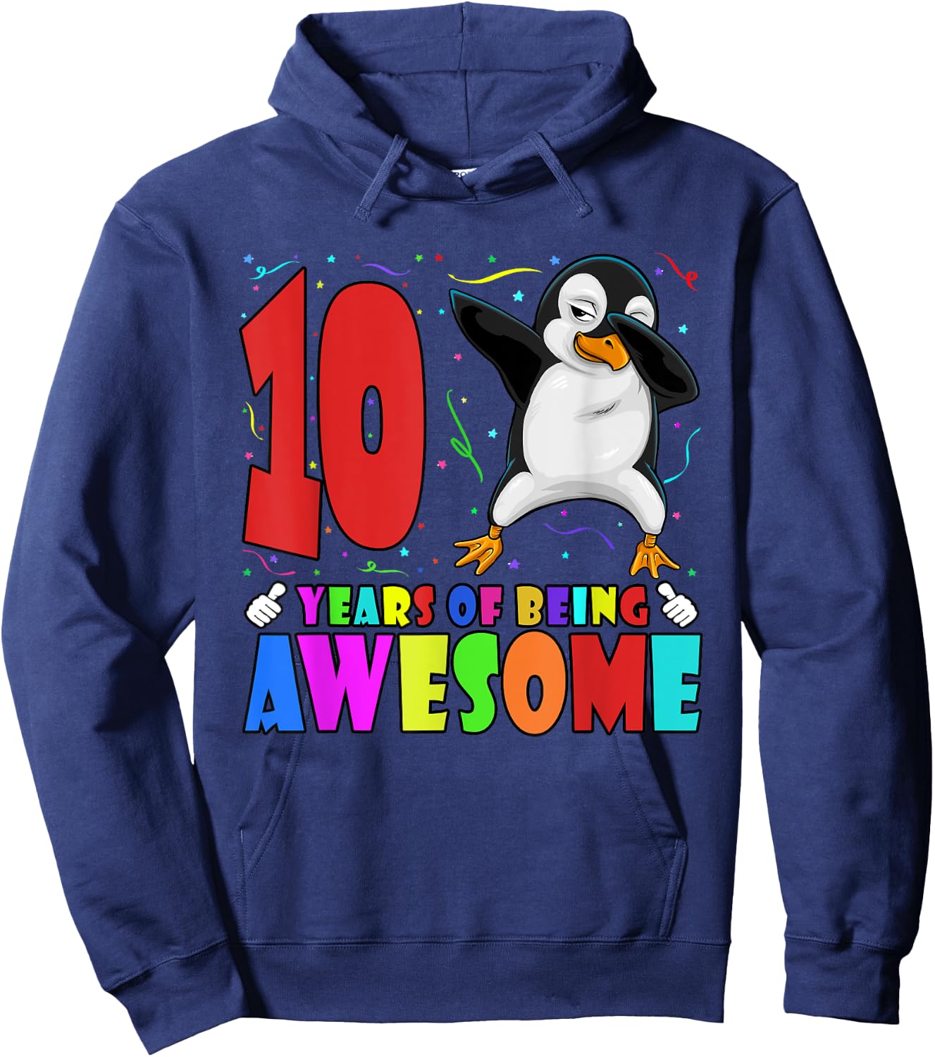 10th Birthday Party Dabbing Penguin 10 Years Old Girls Boys Hoodie - Hoodie | Navy
