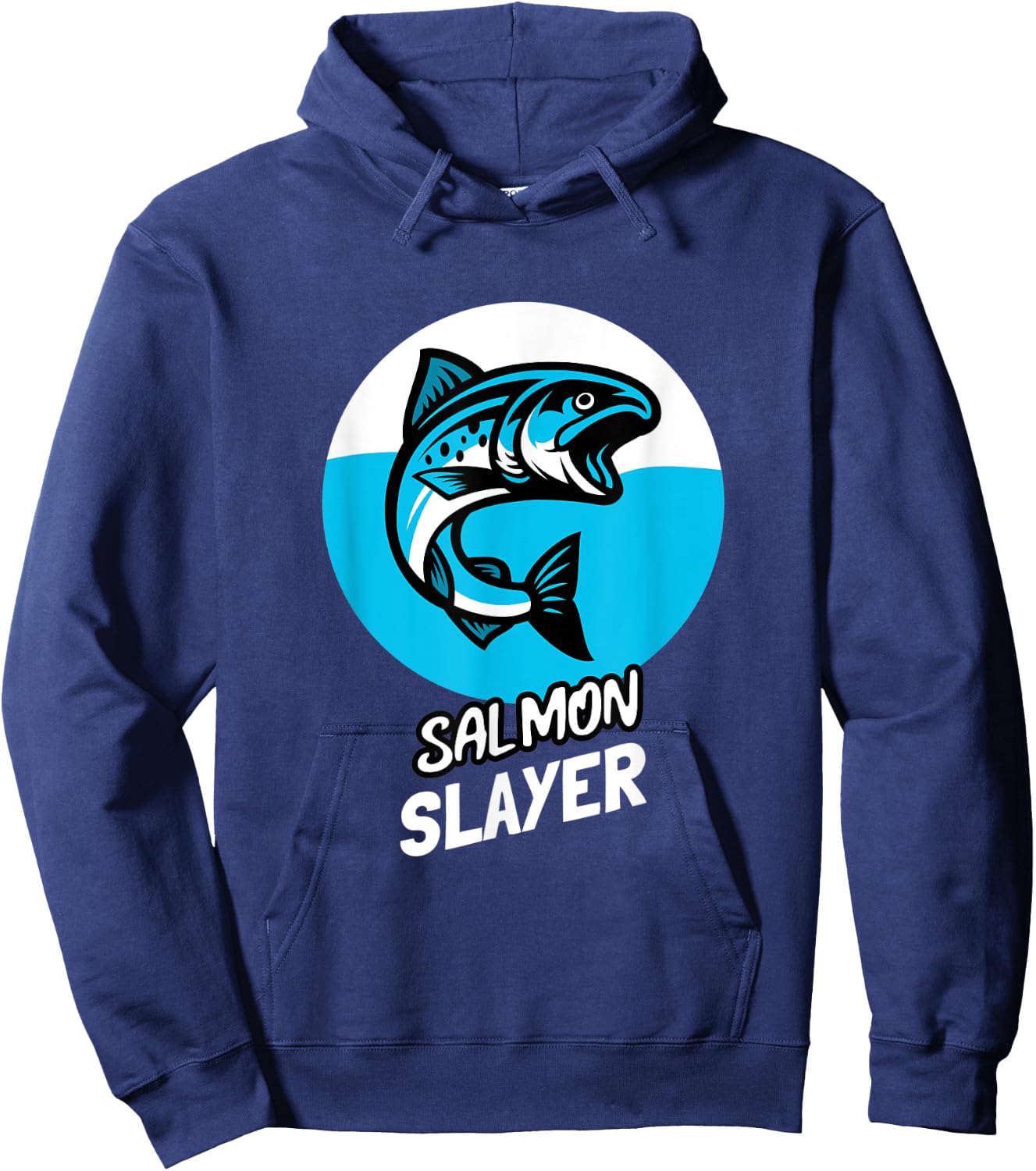 Salmon Slayer Funny Fishing Hoodie - Hoodie | Navy