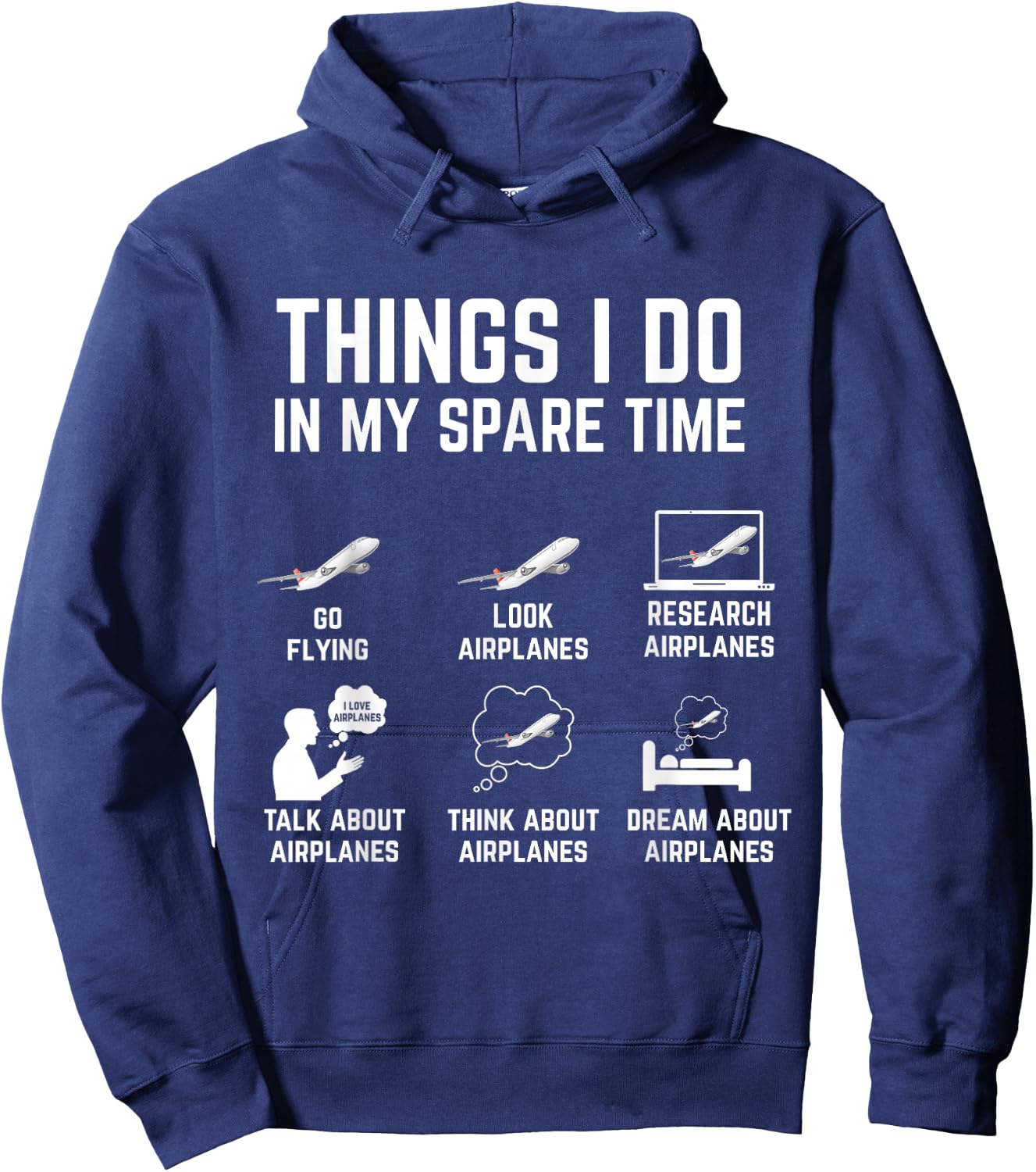 Things I Do in My Spare Time Funny Airplane Hoodie - Hoodie | Navy