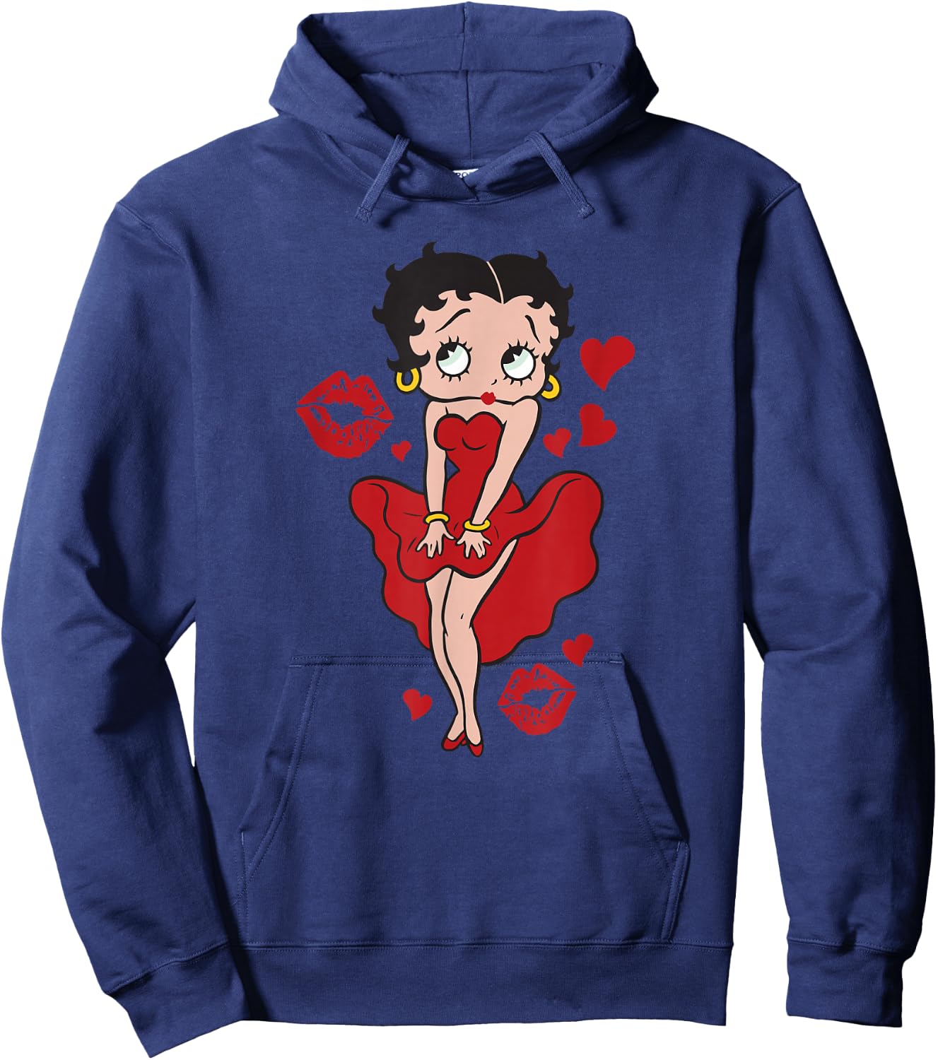 Betty Boop Red Dress Red Lips Small Hoodie - Hoodie | Navy