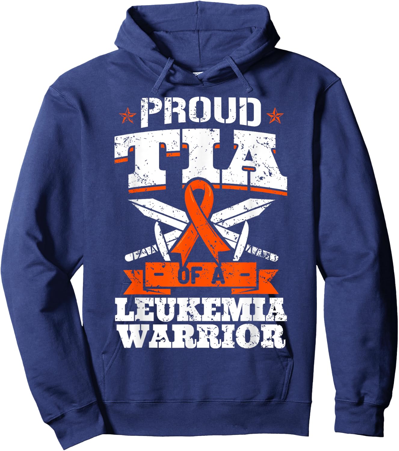 Proud Tia Of A Leukemia Warrior Aunt Awareness Blood Cancer Hoodie - Hoodie | Navy