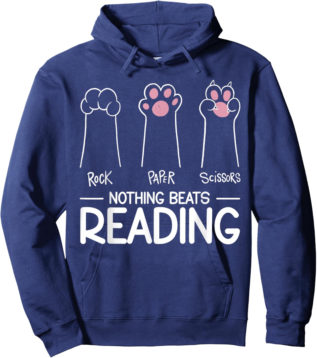 Book Reading Literature Bookworm Bibliophiles Nothing Beats Reading - Black - Small - -Adults - Short Sleeve - Modern - Literature - Kids - Cotton 65%, Polyester 35% Hoodie - Hoodie | Navy