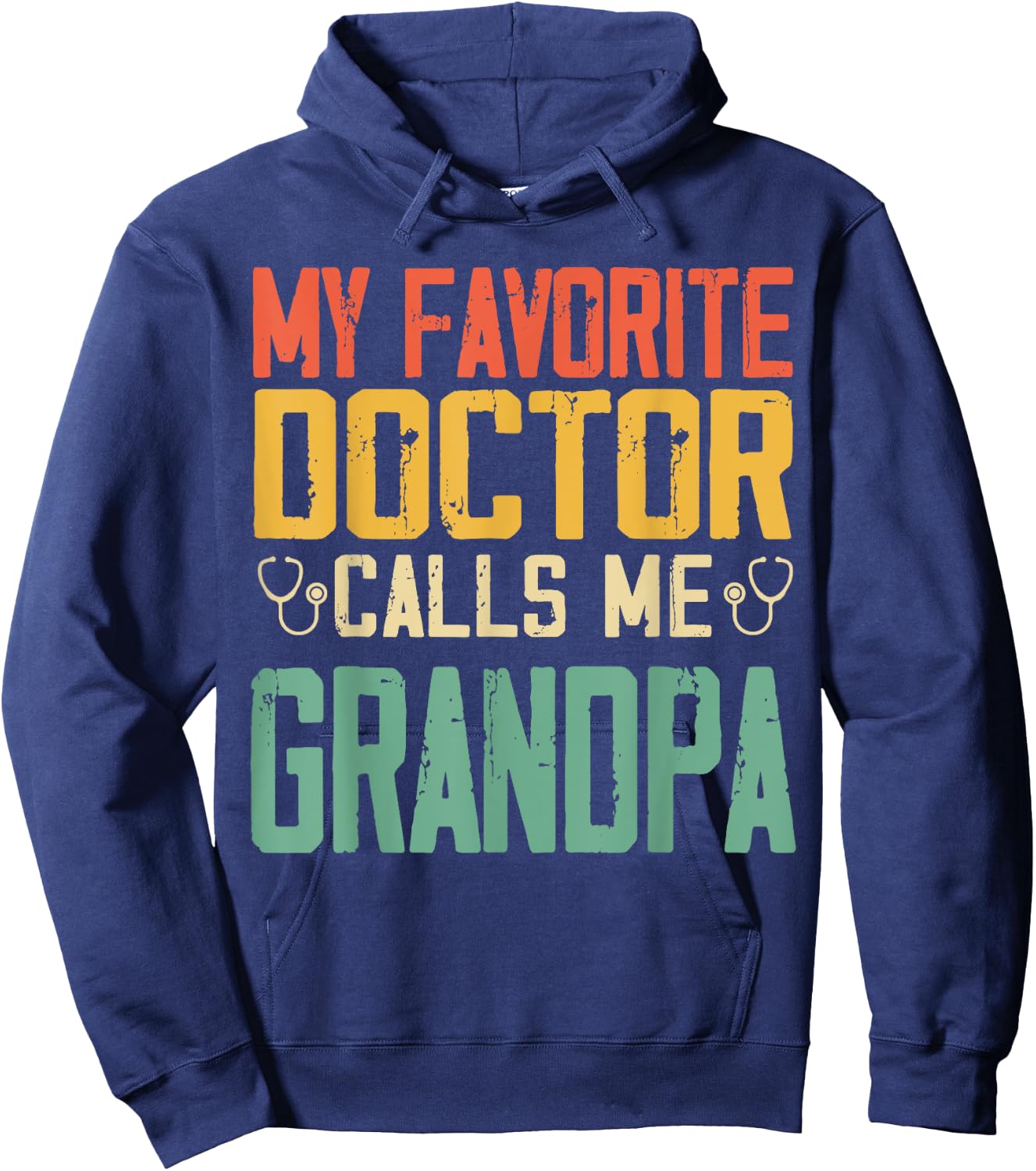 My Favorite Doctor Calls Me Grandpa Vintage Retro Funny Hoodie - Hoodie | Navy