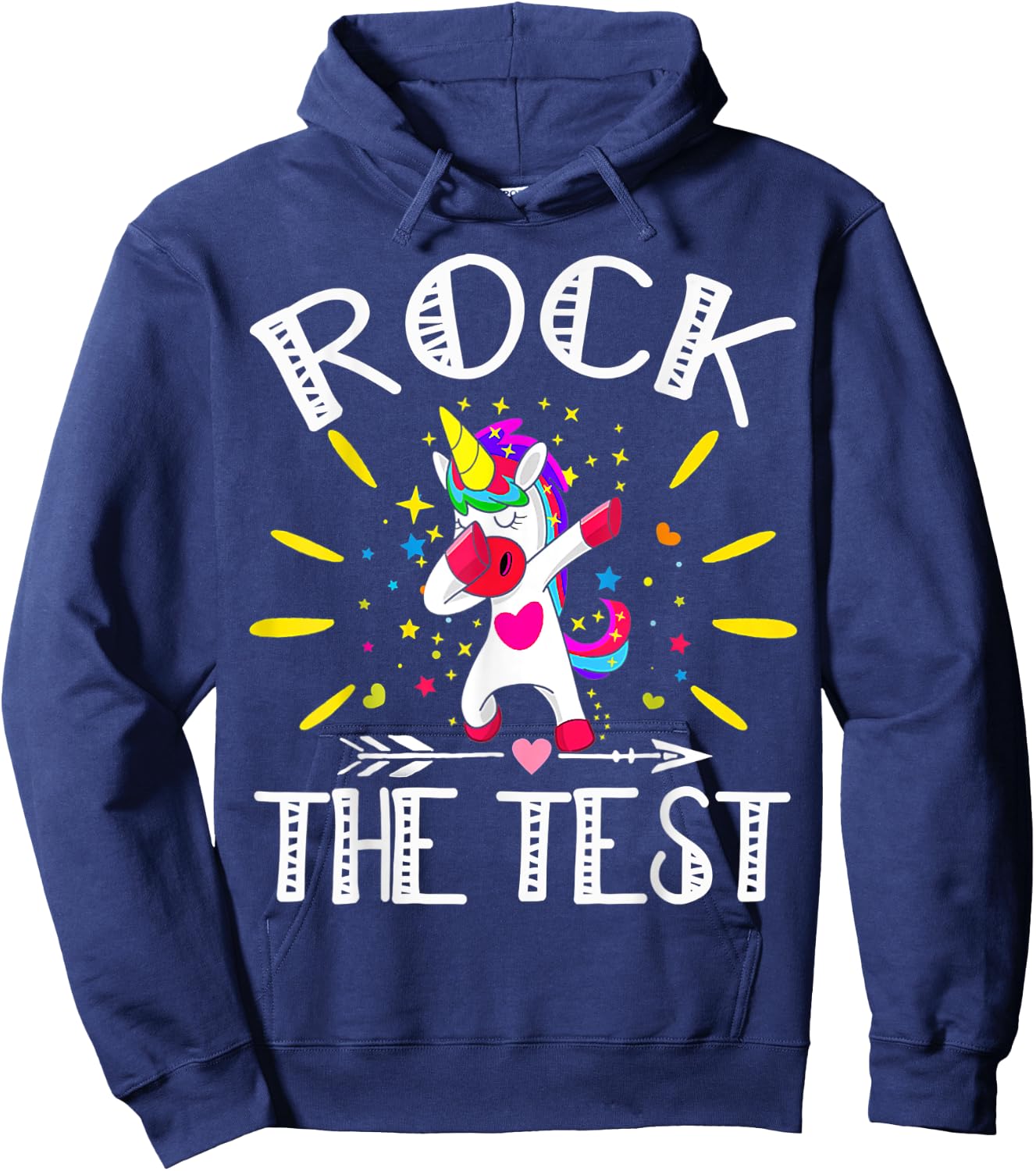 Test Day Rock The Test Teacher Testing Day Unicorn Teacher Hoodie - Hoodie | Navy