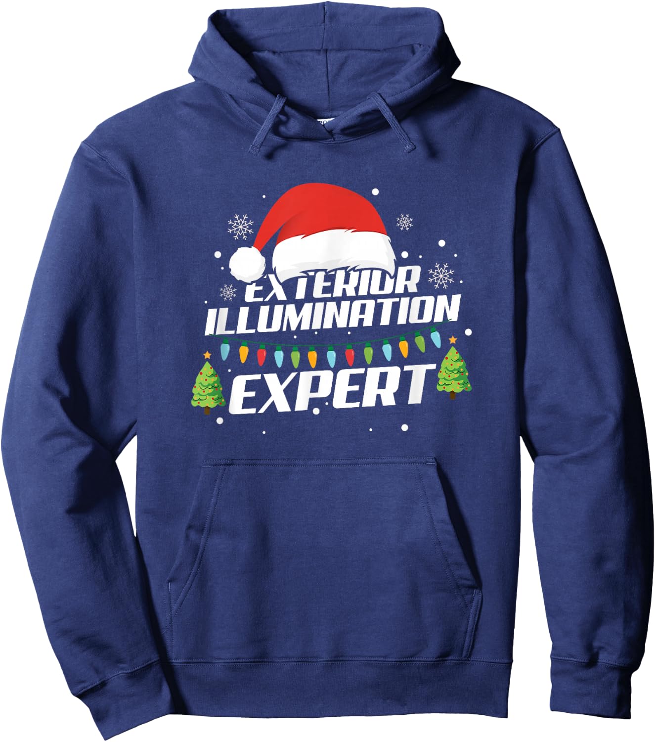 Exterior Illumination Expert Christmas Xmas Tree Snowflakes Hoodie - Hoodie | Navy