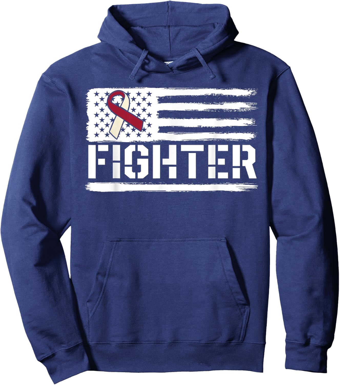 Oral Cancer Awareness Throat Head Neck Fighter American Flag Hoodie - Hoodie | Navy