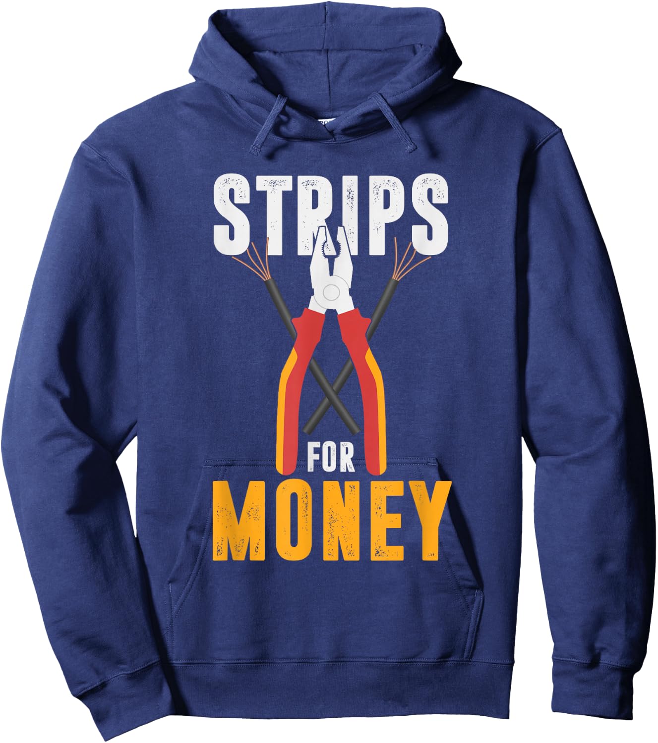 Funny Strips For Money | Lineworker Craftsman | Electrician Hoodie - Hoodie | Navy