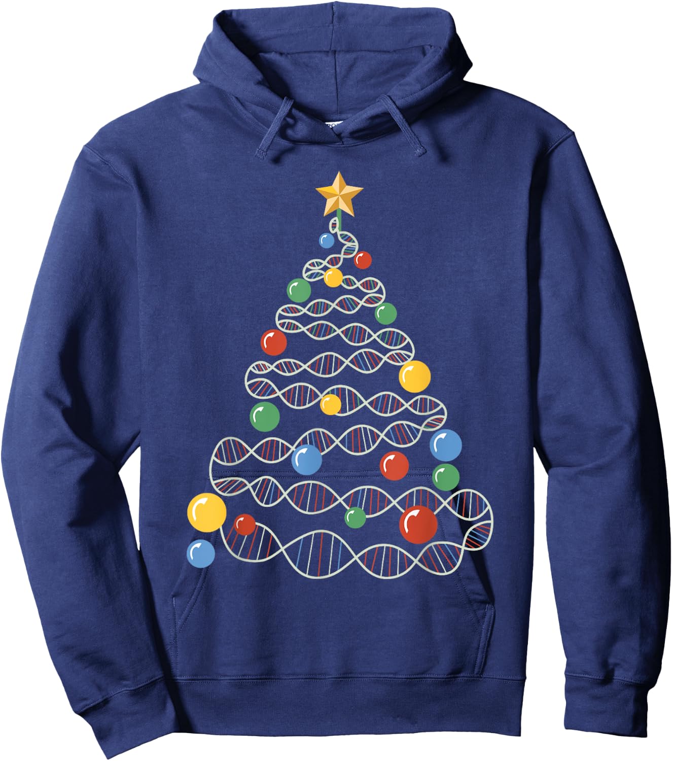 DNA Christmas Tree Funny Science Puns Christmas Teacher Hoodie - Hoodie | Navy