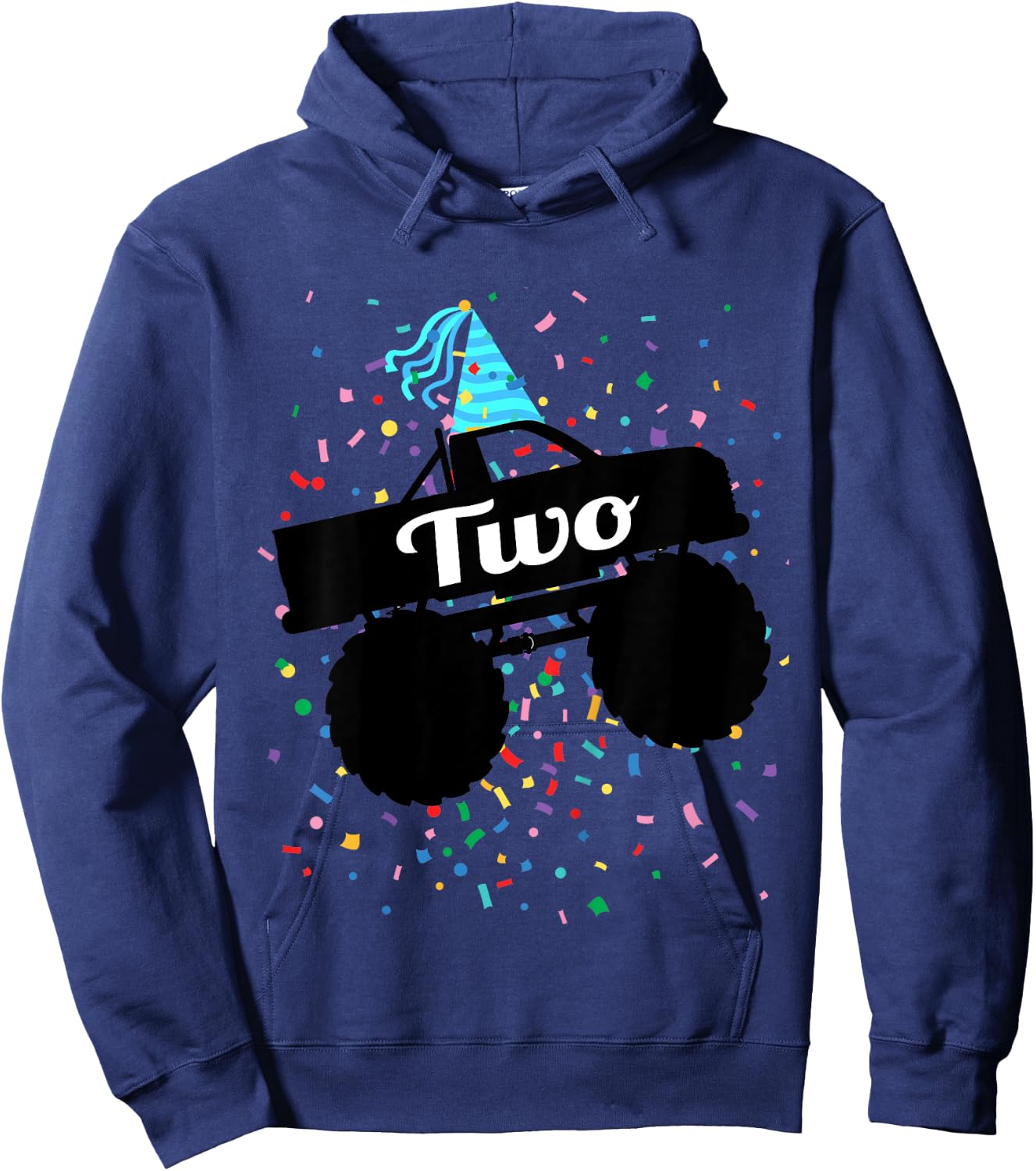 2 Year Old Monster Truck 2nd Birthday Toddler Shirt Gift Hoodie - Hoodie | Navy