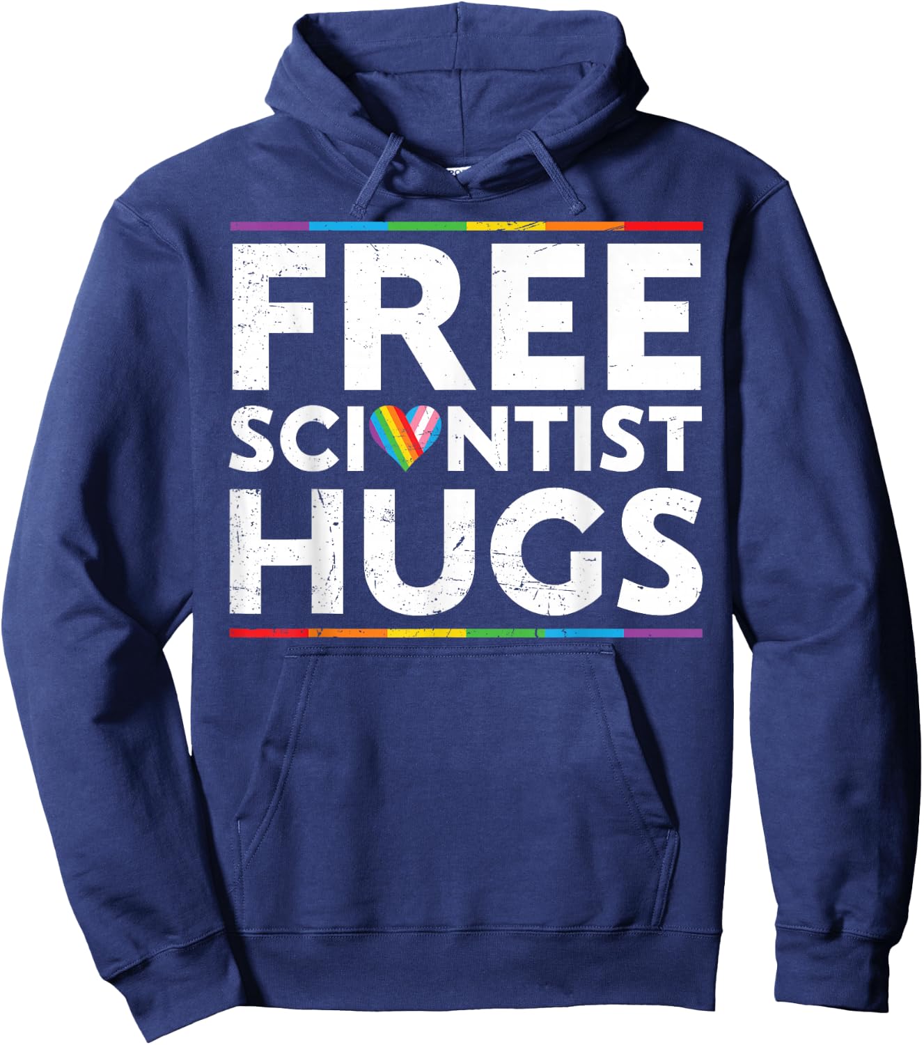 Free Scientist Hugs Support LGBT Proud Parades Rainbow Flag Hoodie - Hoodie | Navy