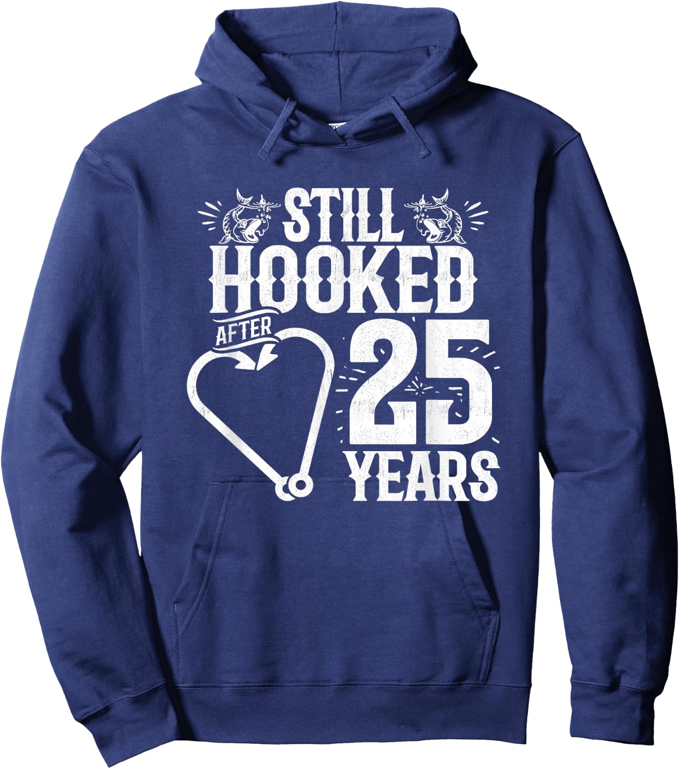 Married 25 Years - Fishing Couple - 25th Wedding Anniversary Hoodie - Hoodie | Navy