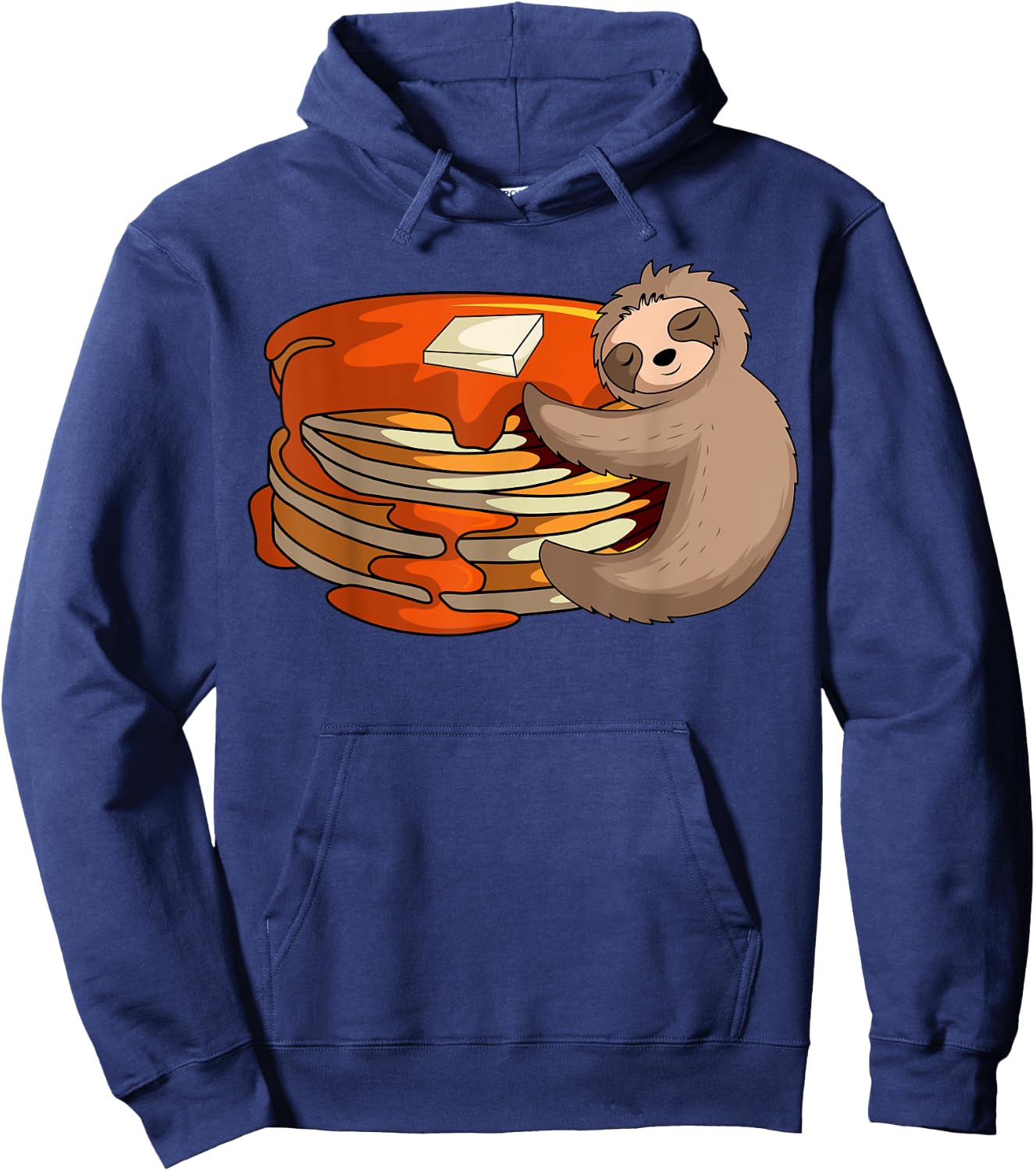 Pancakes Waffle Sloth Love Breakfast Flapjack Hotcake Food Hoodie - Hoodie | Navy