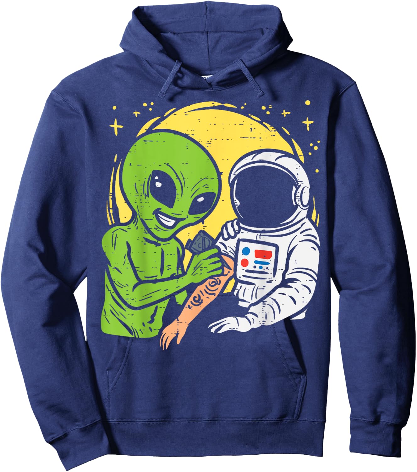 Astronaut Inking Alien Funny Space Galaxy Tattoo Men Women Hoodie - Hoodie | Navy