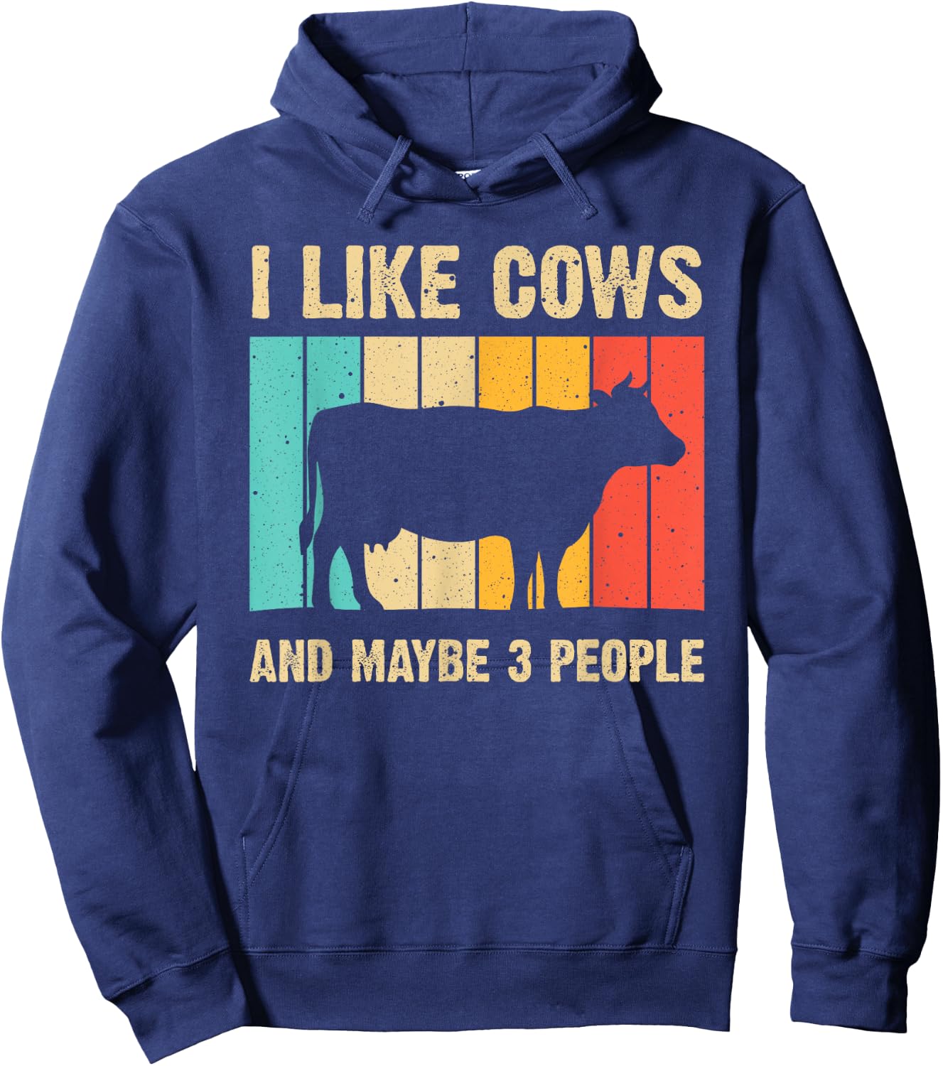 Funny Vintage Cow Design Cow Farmer Men Women Cattle Lover Hoodie - Hoodie | Navy