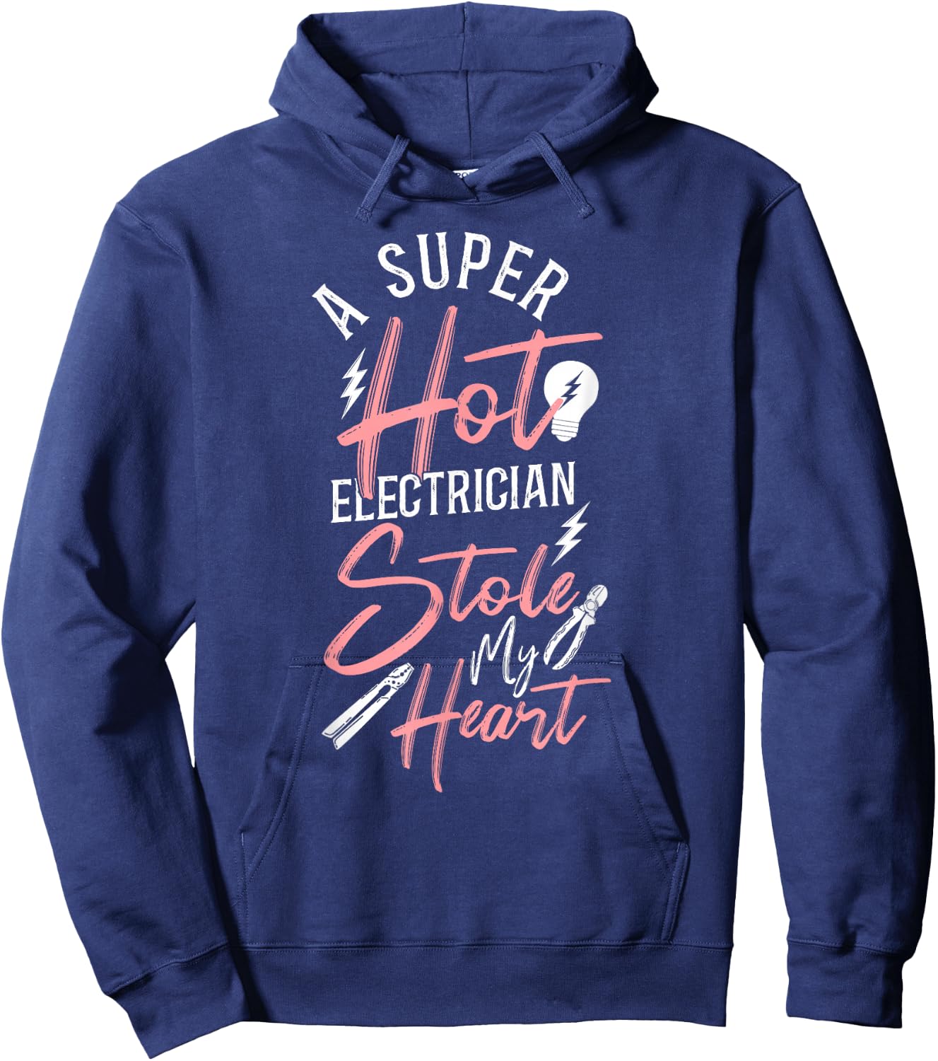 I Love My Electrician Wife Girlfriend Hoodie - Hoodie | Navy